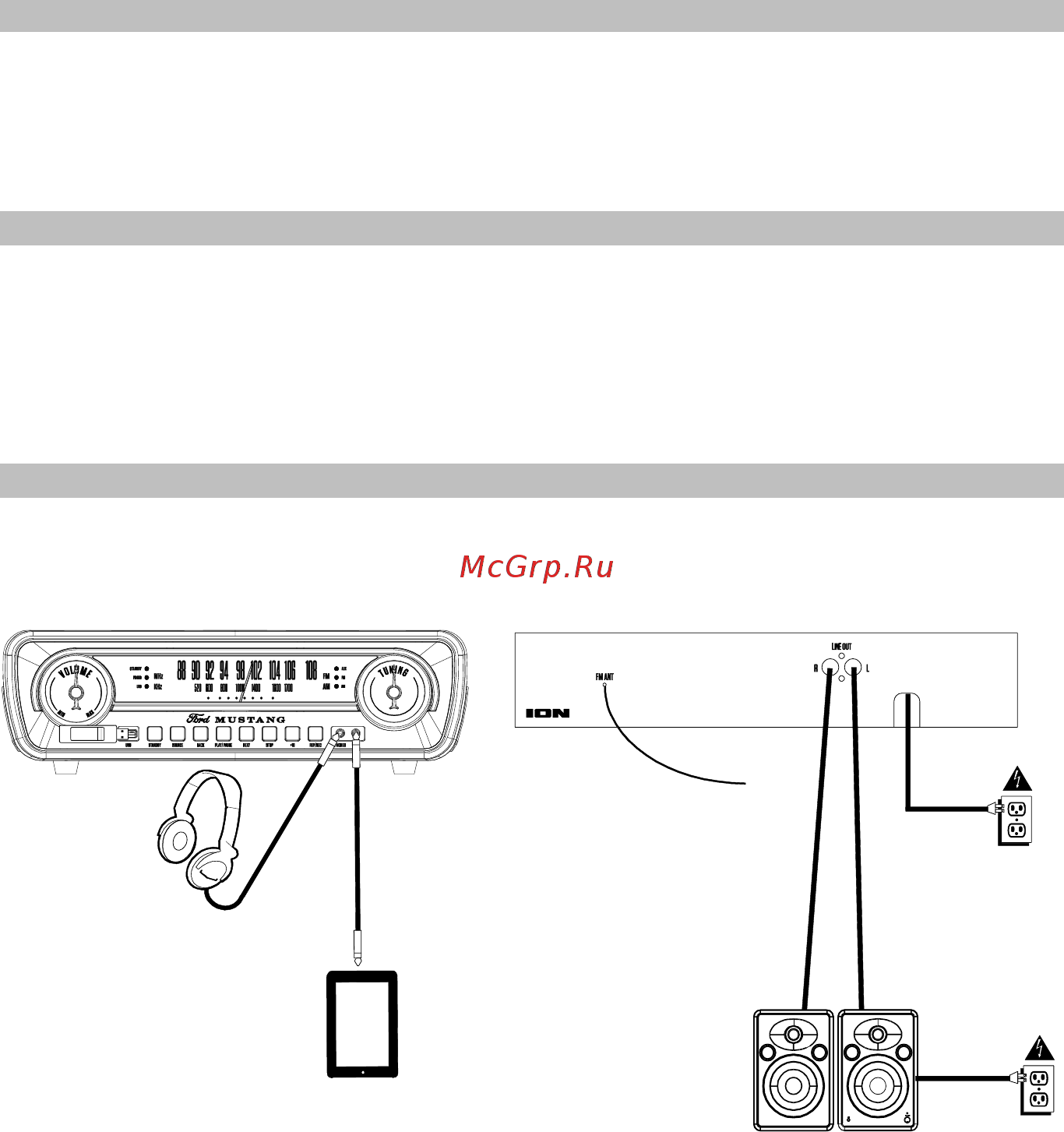 Ion Audio MUSTANG LP [2/9] Поддержка поддержка информация об устройстве ionaudio ru products поддержка информация по гарантии и безопасности ionaudio ru service подключение устройства и аксессуары не входящие в список комплект поставки продаются отдельно