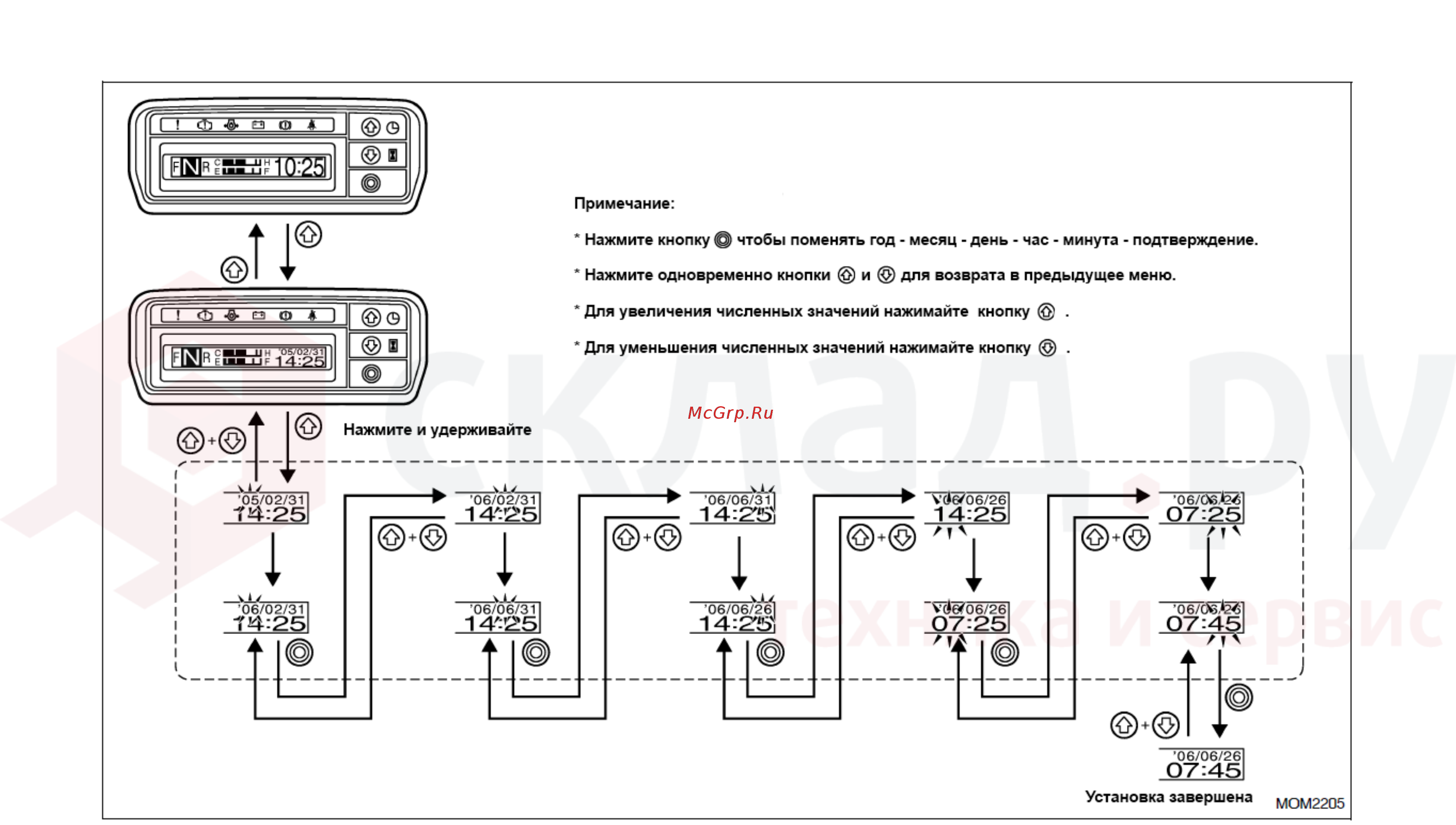 Nissan U1F2A20DU [25/155] Установка даты