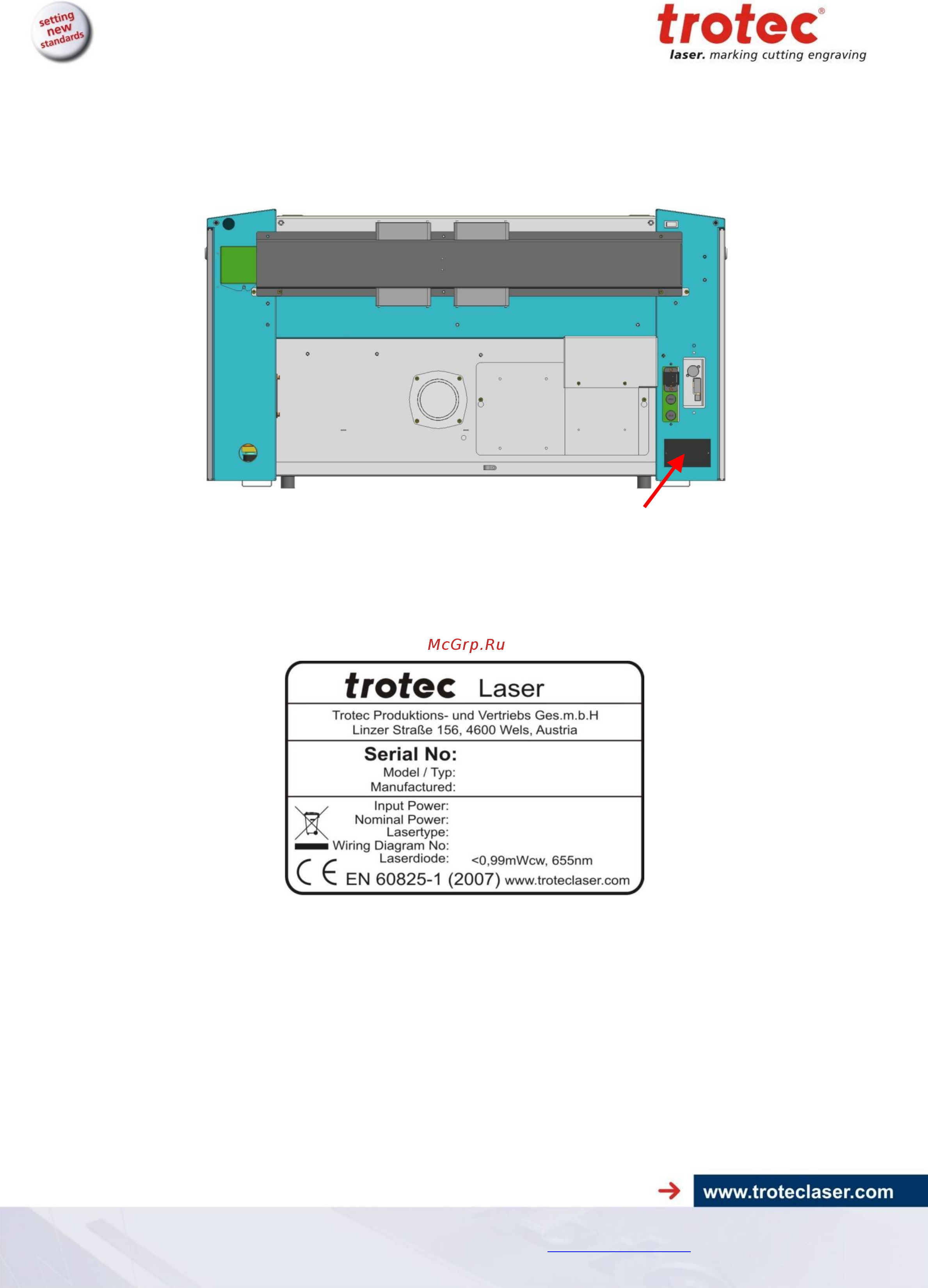 Trotec Speedy 300 [9/60] Manufacturer s label