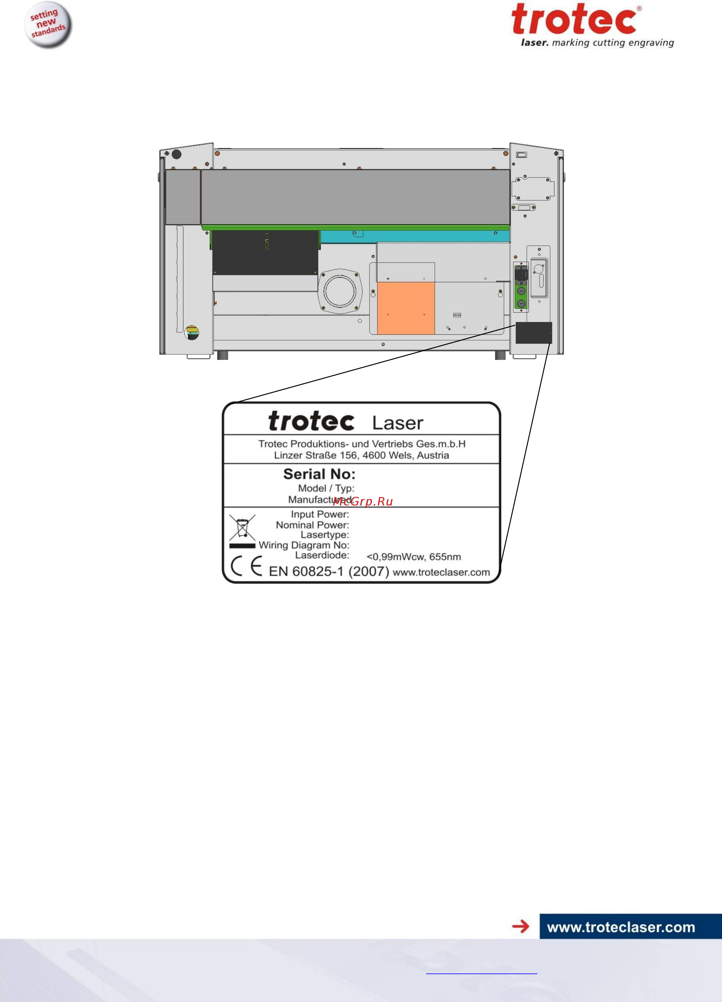 Trotec Speedy 300 flexx [8/54] Manufacturer s label