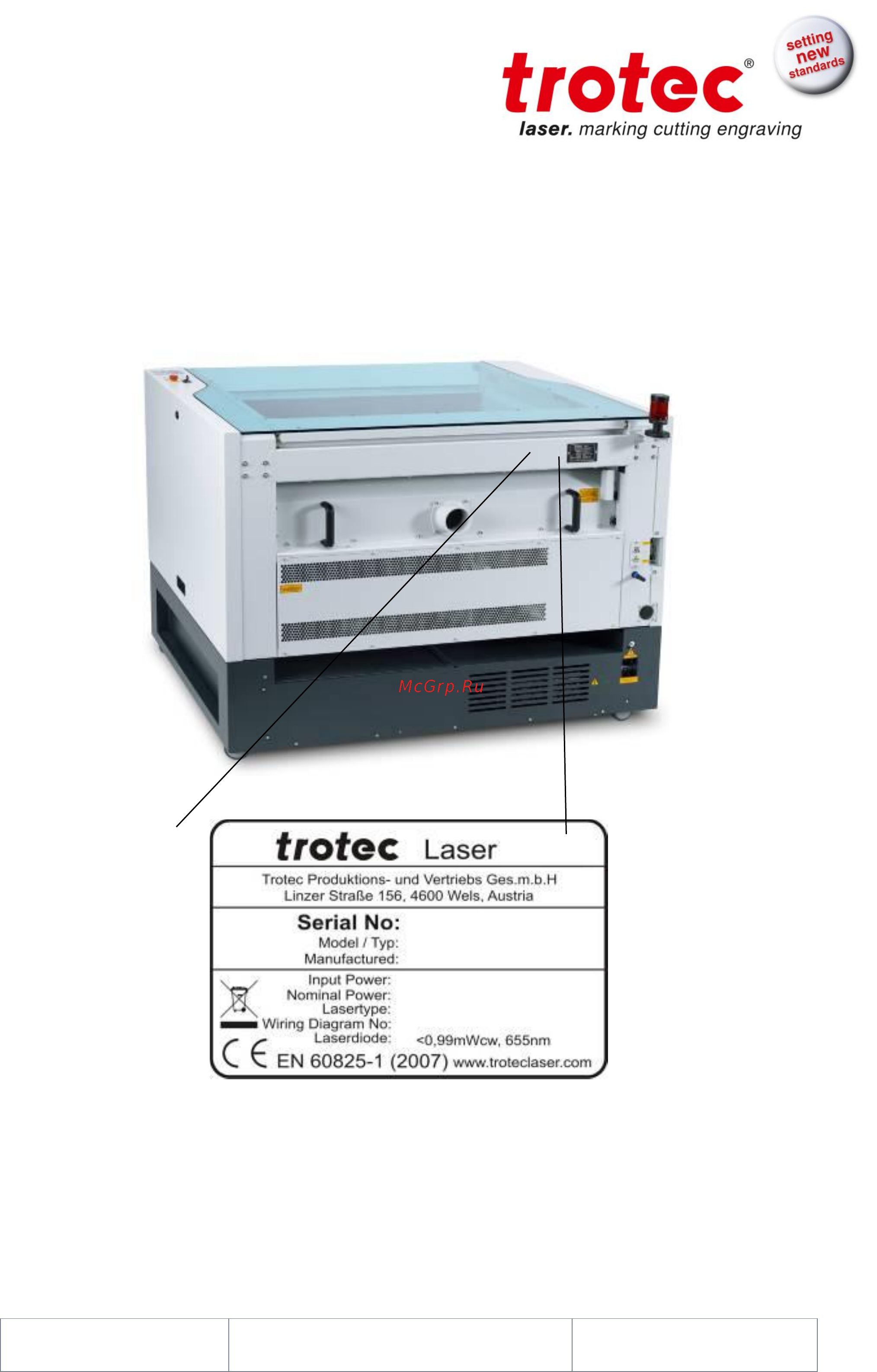 Trotec Speedy 500 [9/61] Manufacturer s label