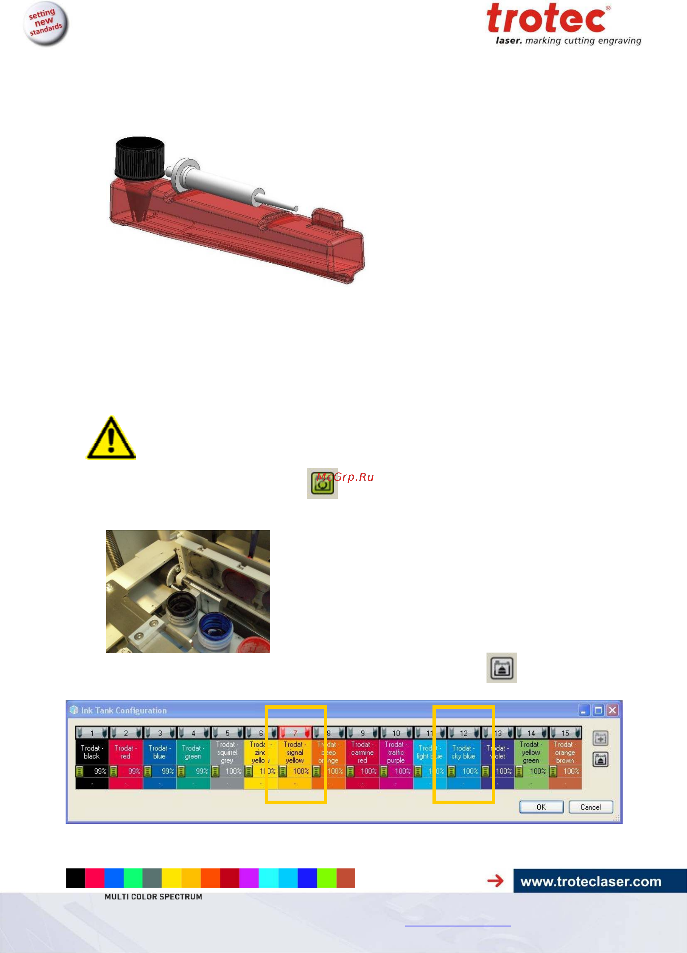 Trotec Multi-Color-Jet [44/64] Ink tank procedure