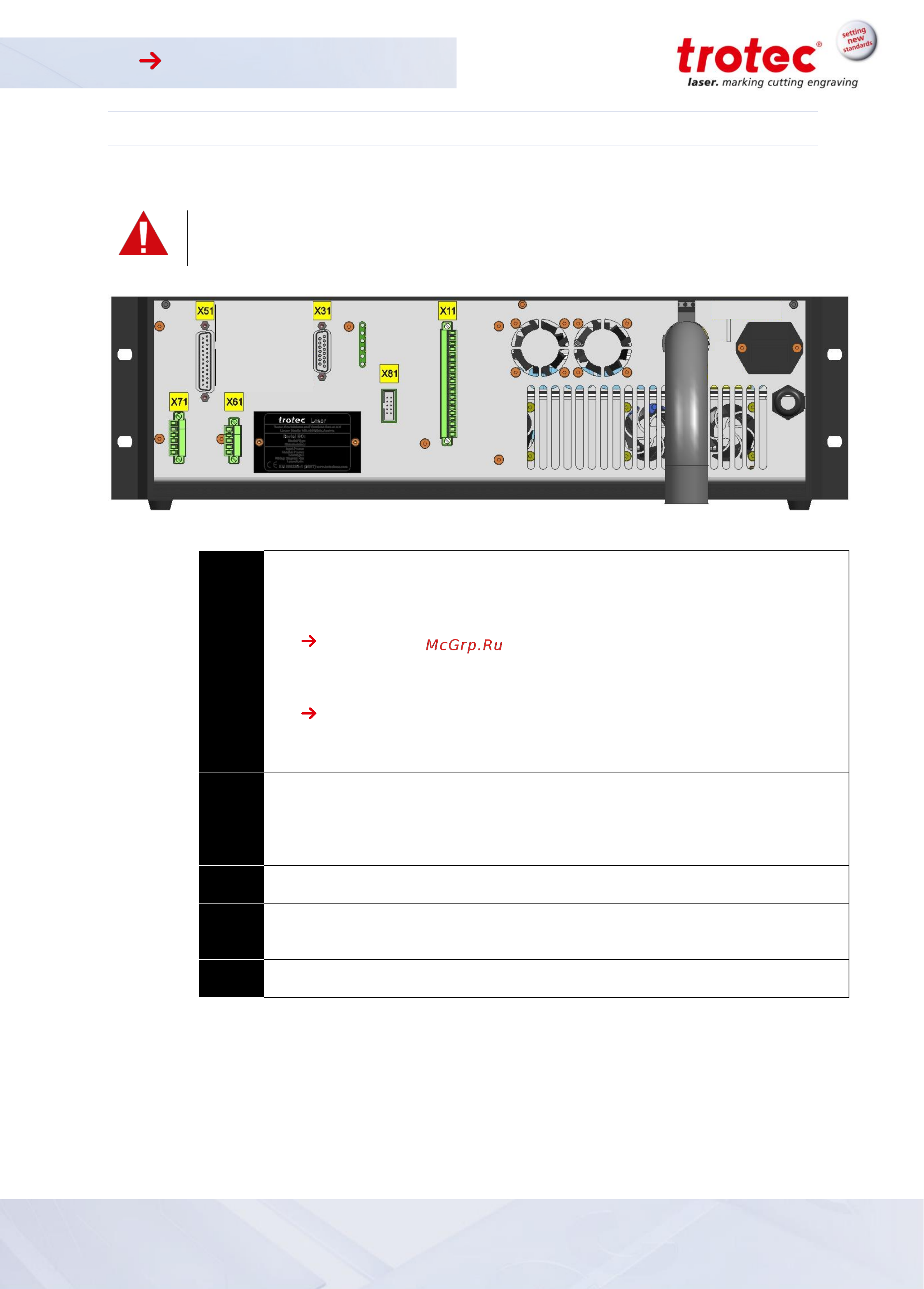 Trotec SpeedMarker 300 [37/51] Overview laser module interface reverse side