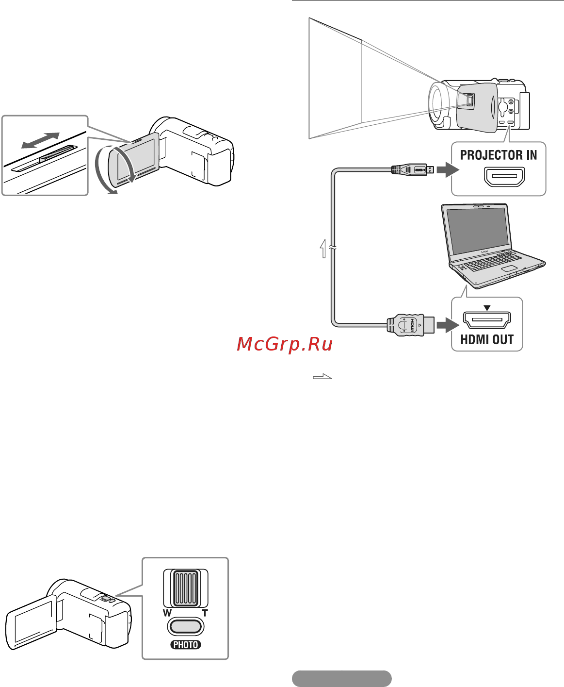 Sony HDR-PJ430 (E) (V) (VE) [38/155] Как воспроизводить с помощью проектора изображения с компьютера или смартфона