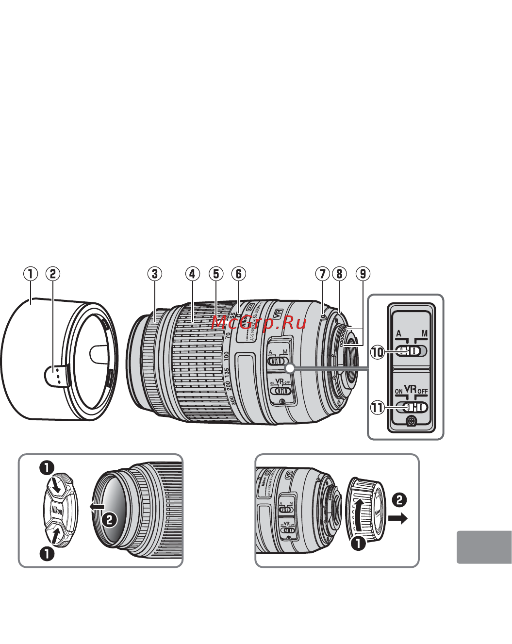 Nikon 55-300MM F/4.5-5.6G ED DX VR AF-S Nikkor [119/148] Jp en de fr es sv ru nl it gr cz sk ro ua sc tc kr