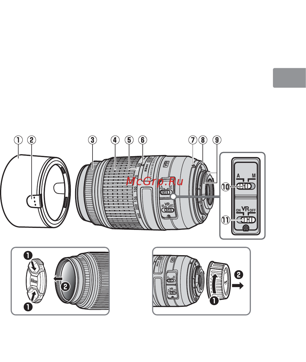 Nikon 55-300MM F/4.5-5.6G ED DX VR AF-S Nikkor [29/148] Jp en de fr es sv ru nl it cz sk ro ua ck ch kr
