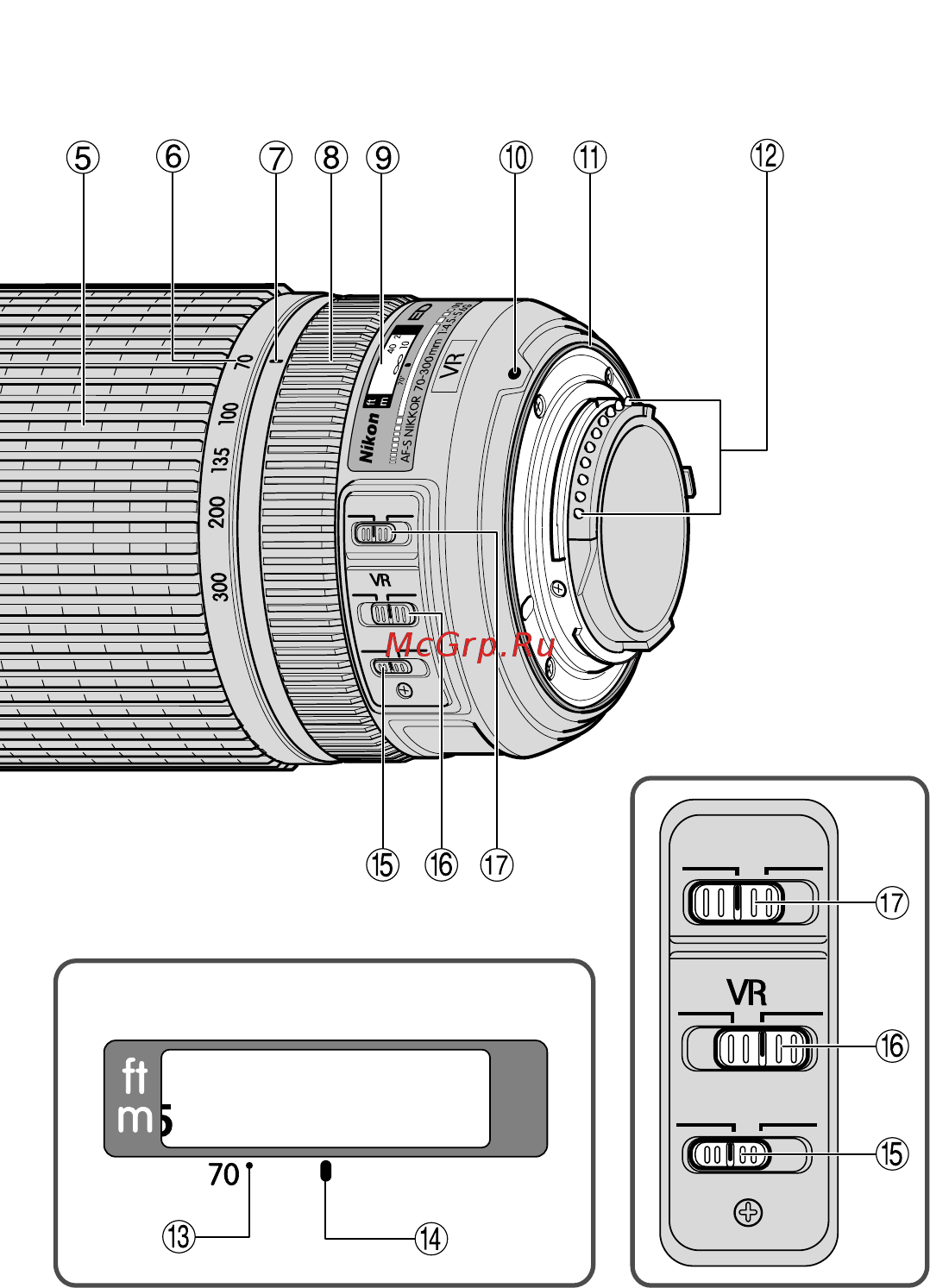 Nikon 70-300MM F/4.5-5.6G ED-IF AF-S VR ZOOM-NIKKOR Инструкция по эксплуатации онлайн [3/116] 42927
