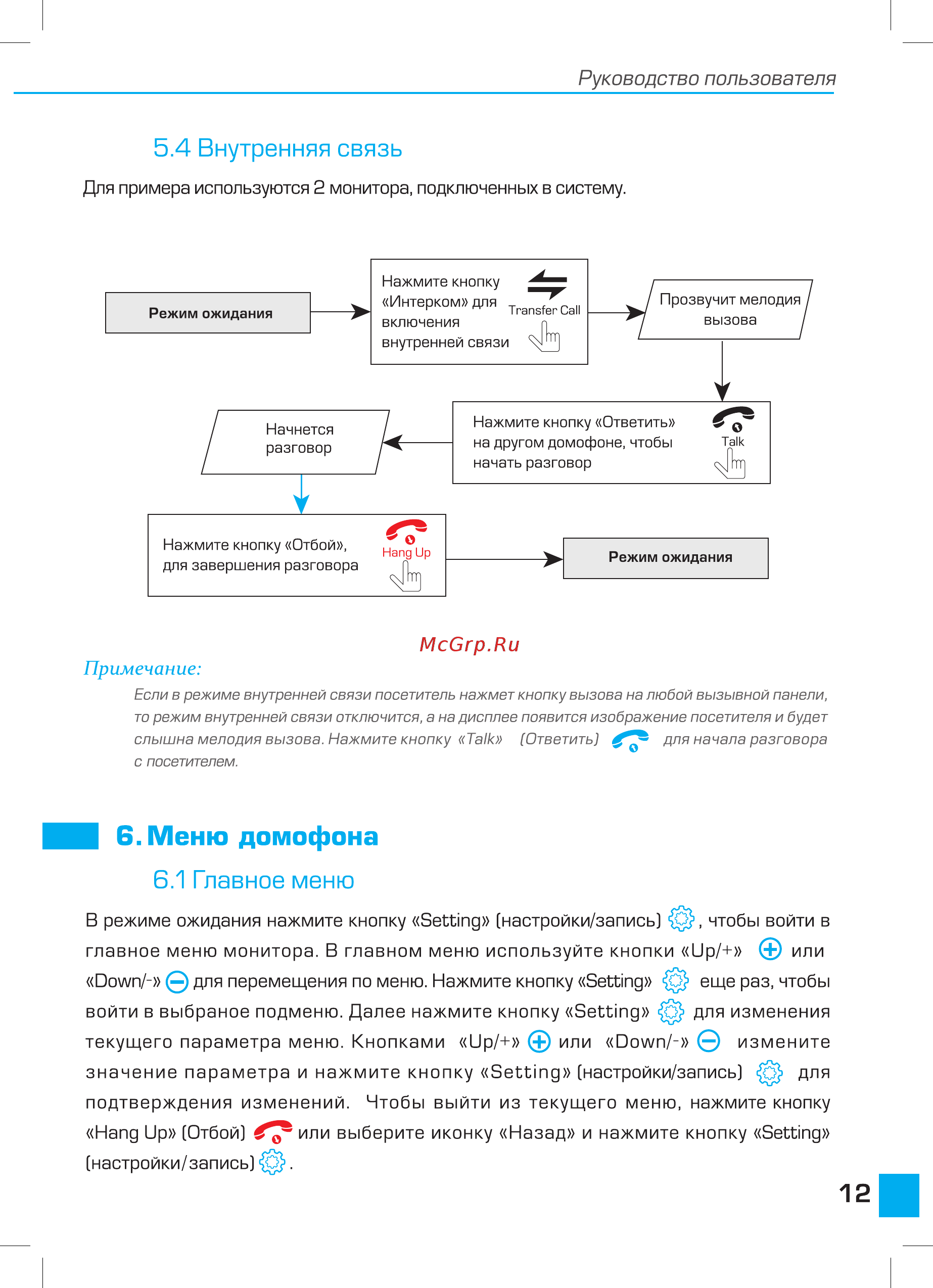 Tor-neT TR-31M SB [13/26] Меню домофона