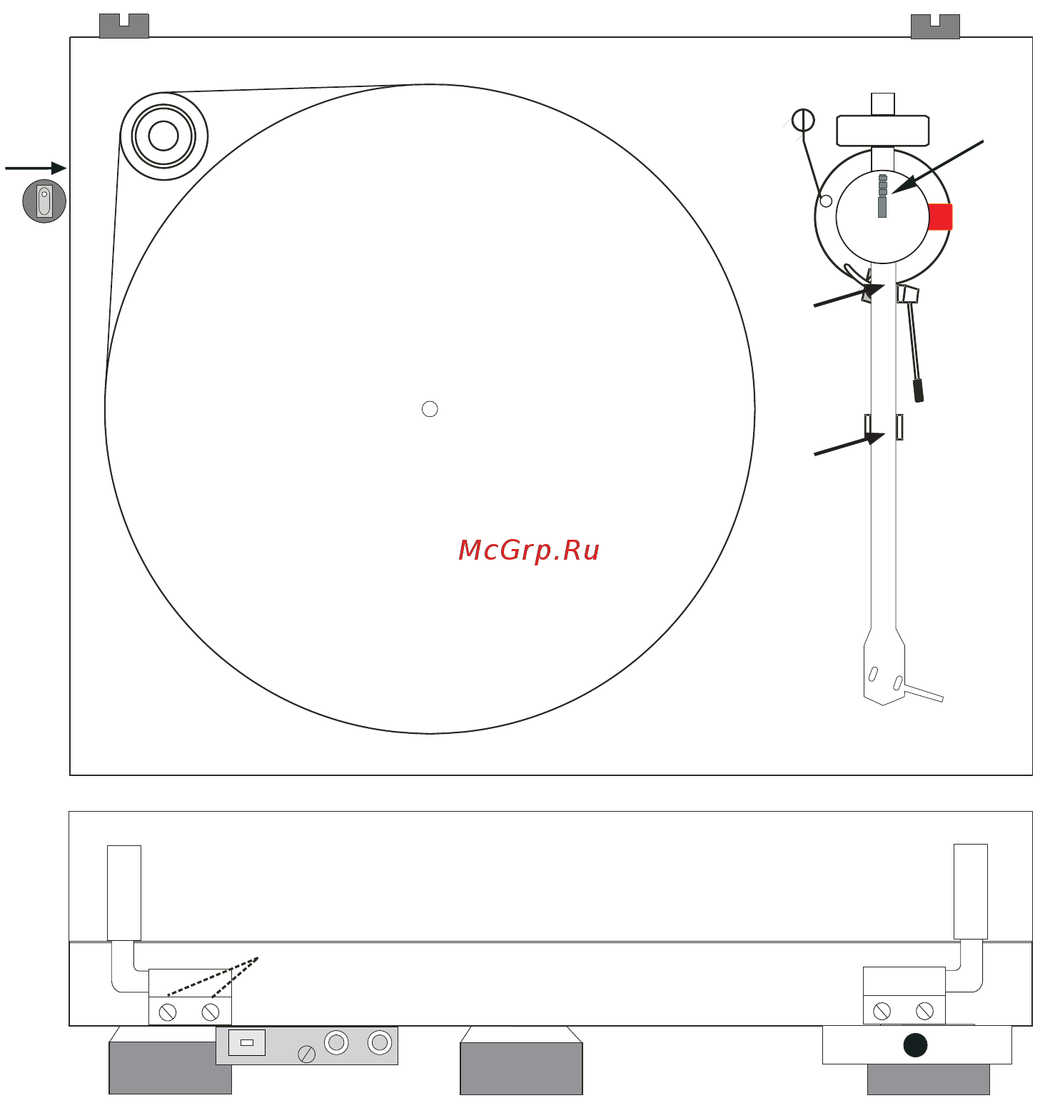 Pro-Ject Essential II Phono USB DC [2/10] Органы управления составные части и соединители