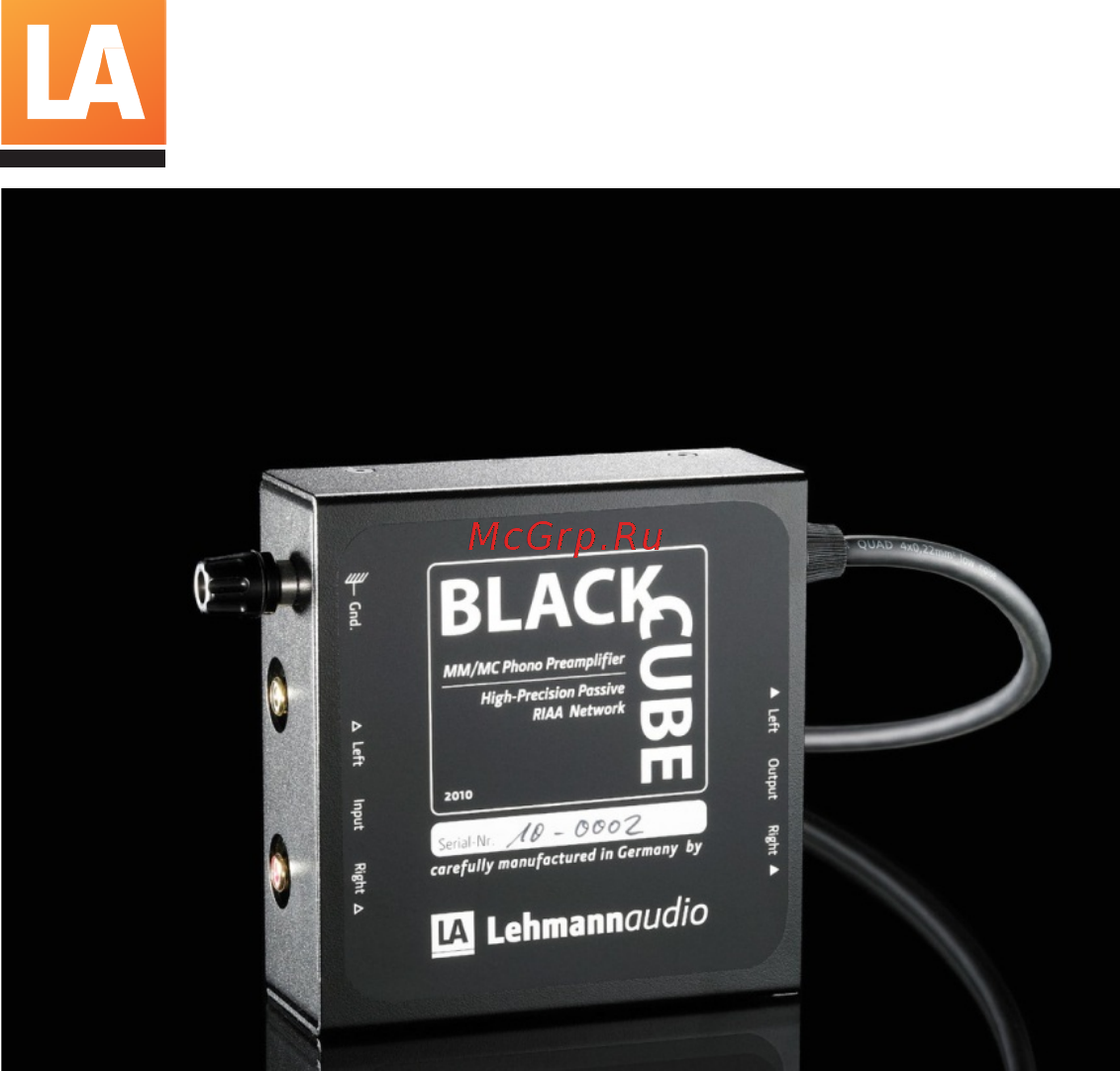Lehmann Audio Black Cube Инструкция по эксплуатации онлайн