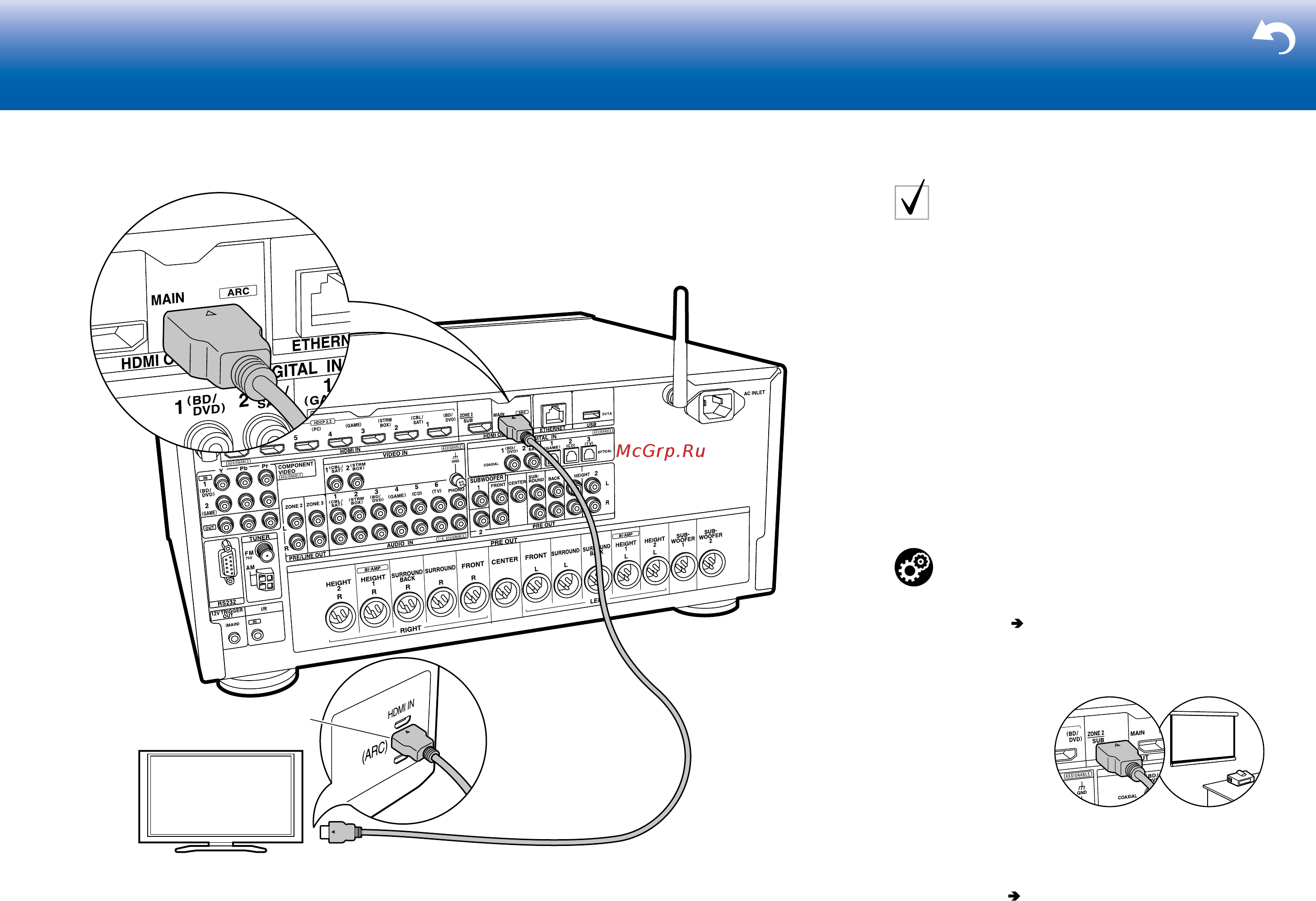 Onkyo PR-RZ5100 [12/36] Если у вас есть теле визор с функцией arc audio return channel