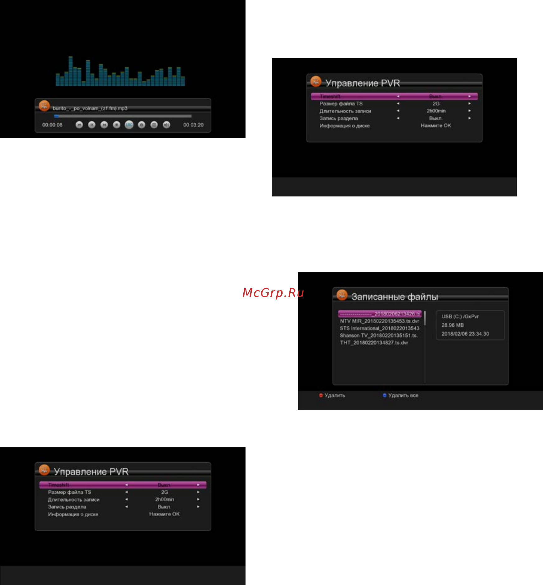 World Vision FOROS [15/15] Настройка записи pvr management