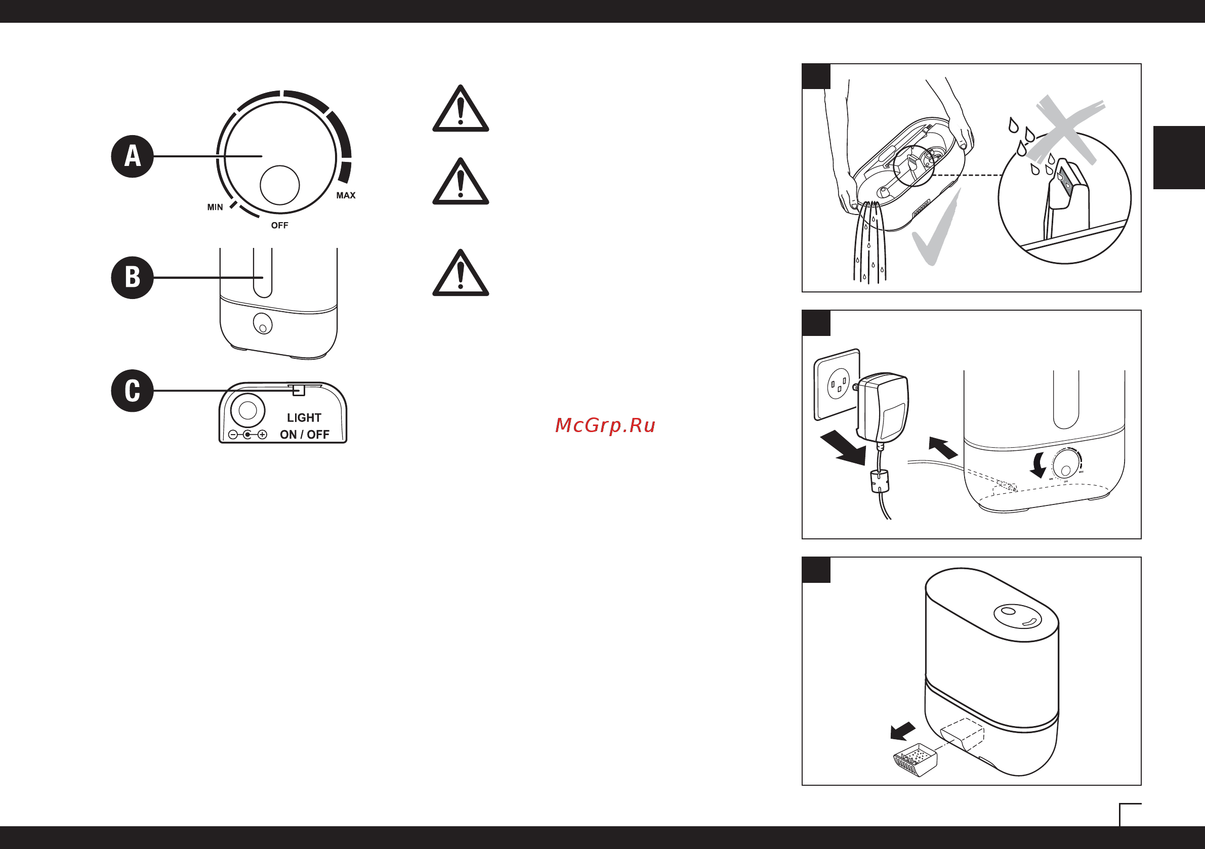 Air-O-Swiss AOS U200 [23/172] A on off switch and regulation of mist output