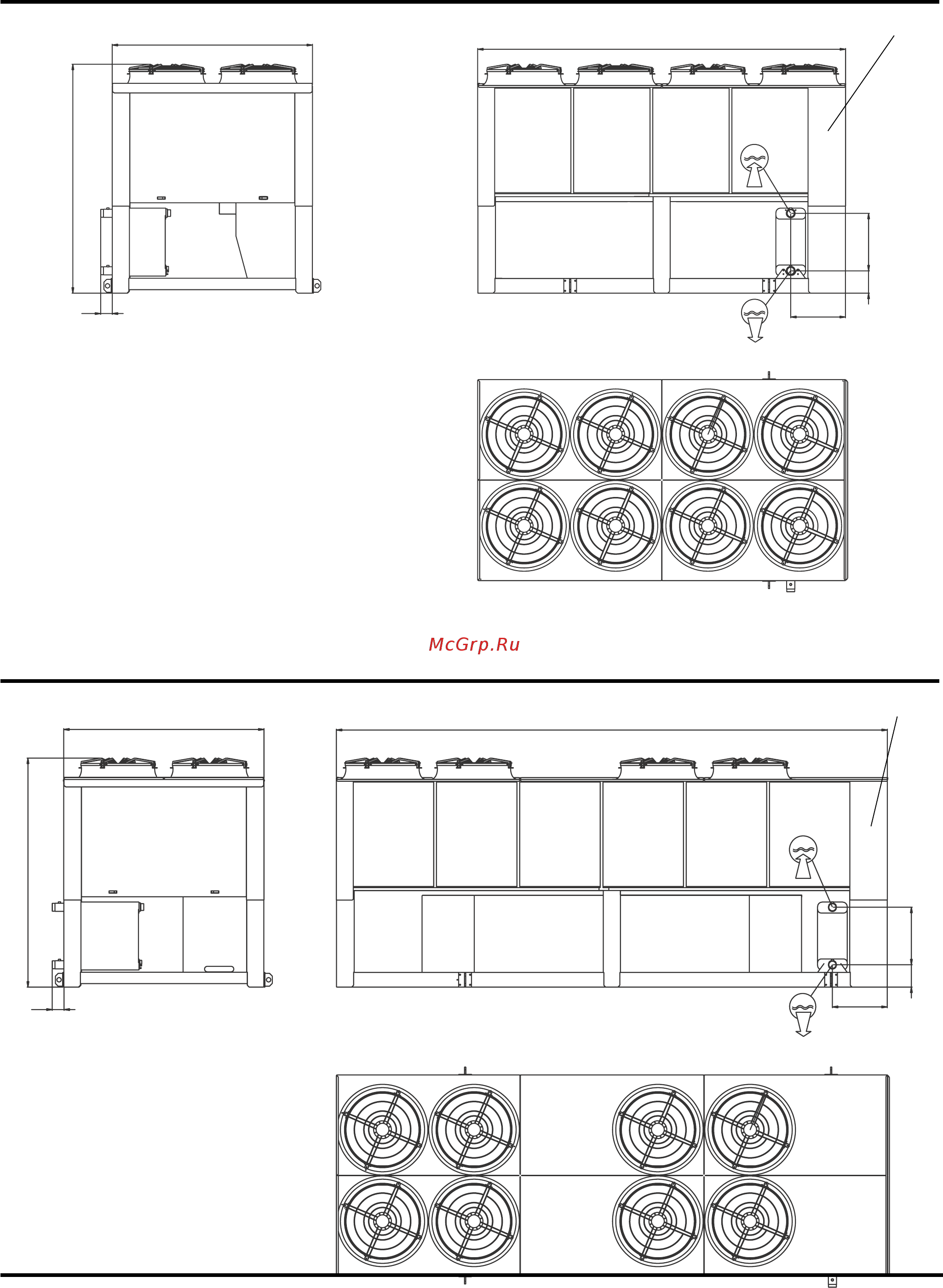 Airwell SLH 1802 [35/40] Габаритные размеры чиллеров типоразмеров slh 1902 в стандартном вln и малошумном ln исполнениях типоразмера 1602 в сверхмалошумном eln и высокоэффективном нет исполнениях