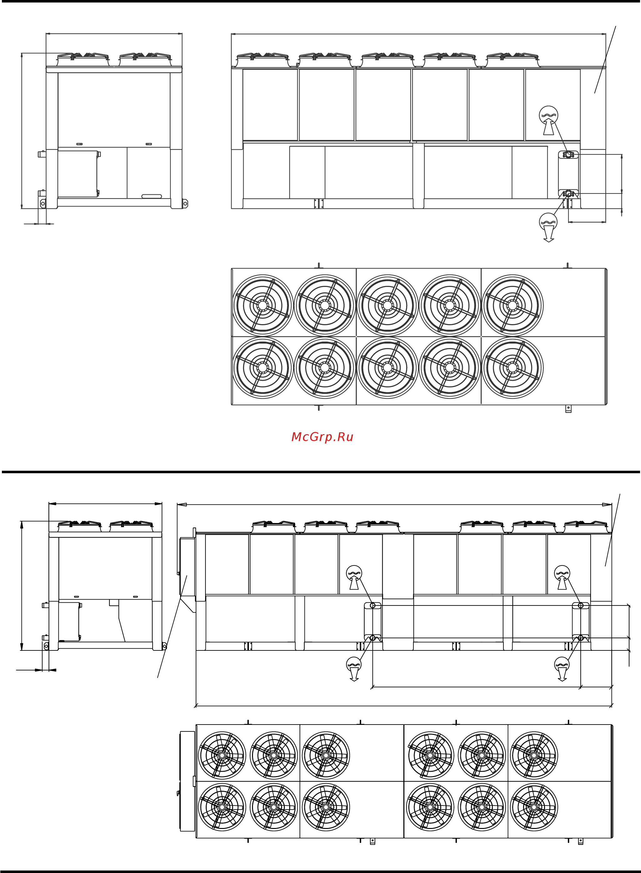Airwell SLH 1802 [36/40] Габаритные размеры чиллеров типоразмера slh 2602 в сверхмало шумном eln и высокоэффективном нет исполнениях