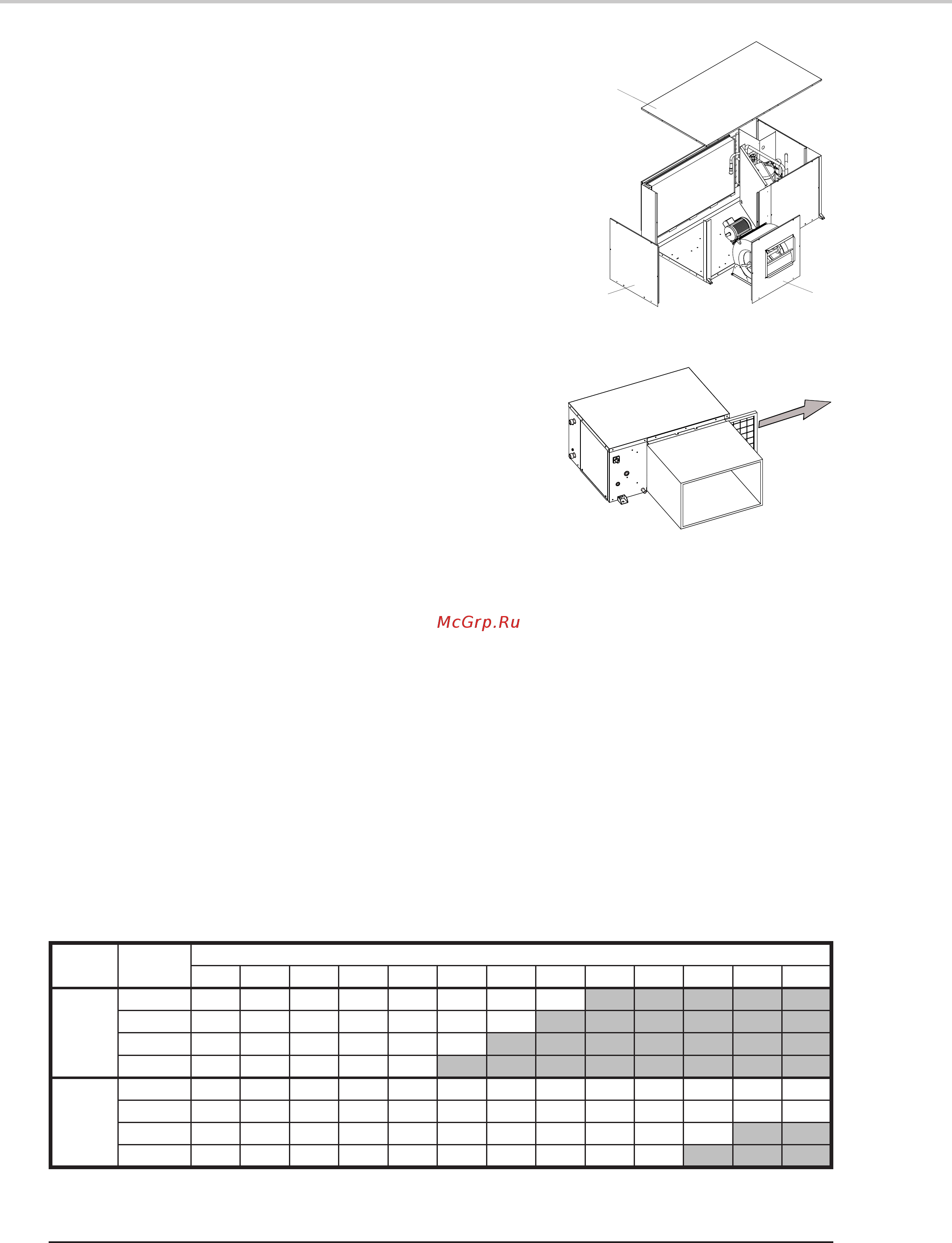 Airwell HRW 120 [12/42] The unit sizes 096 to 120 can be supplied configured for either frontal air blowing known as in line or for side air blowing known as rear it is also possible to modify the air blowing configuration on site to achieve this