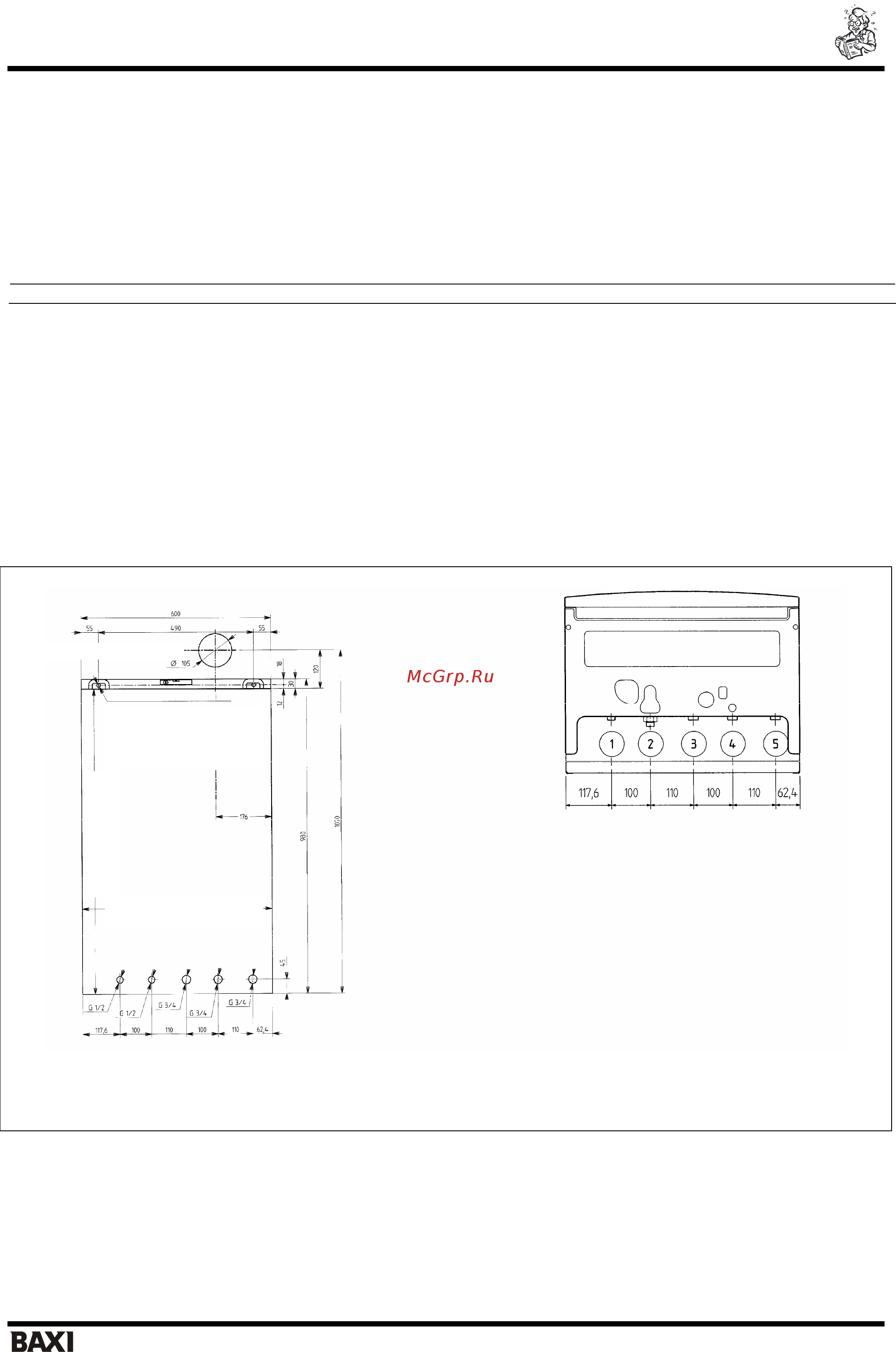 Baxi NUVOLA 3 240 Fi [10/33] Крепежный шаблон котла