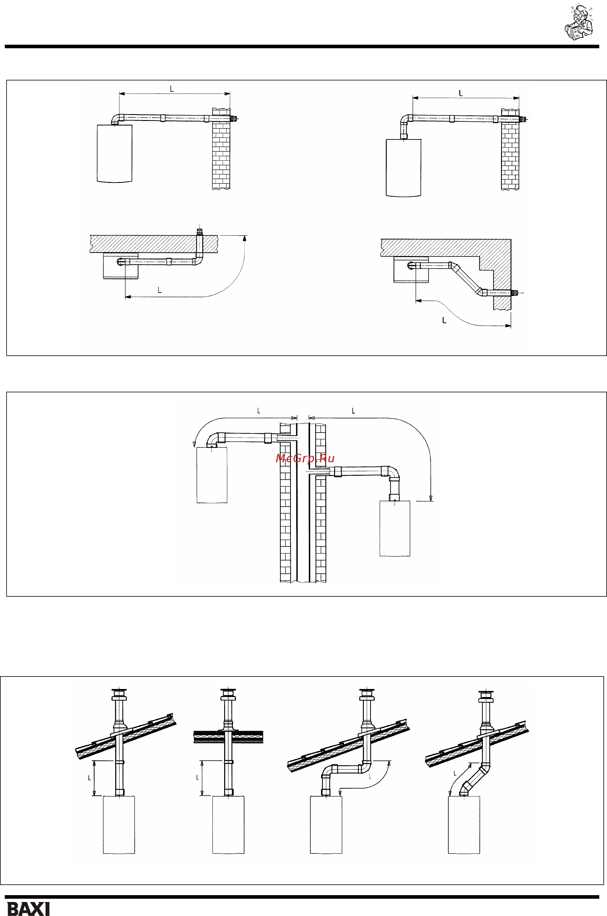 Baxi Fourtech 1.24 F [14/38] Варианты установки при присоединении к общему дымоходу las система 16 варианты установки при присоединении к общему дымоходу las система