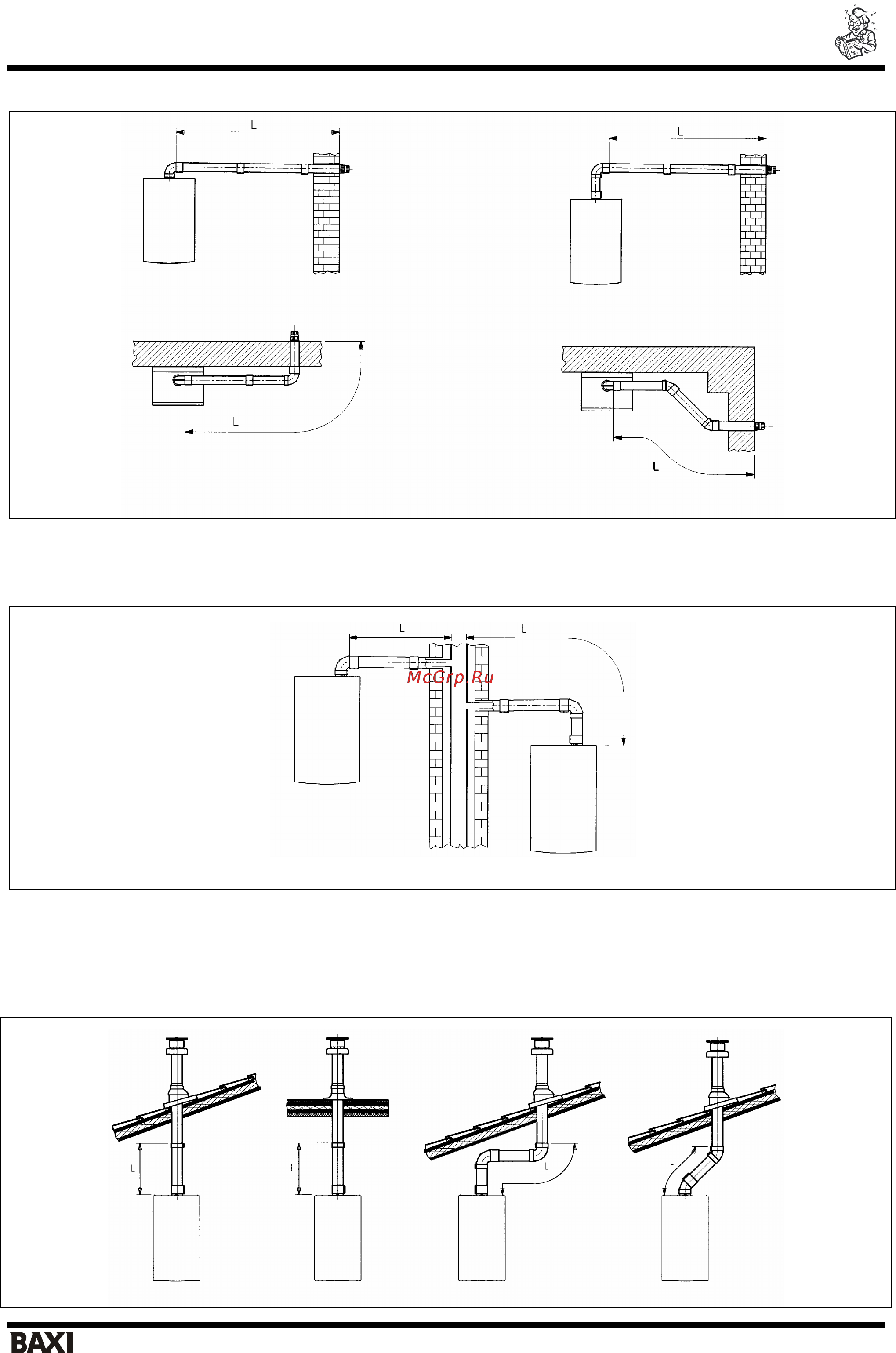 Baxi LUNA 3 1.310 Fi [13/35] Варианты установки при присоединении к общему дымоходу 15 варианты установки при присоединении к общему дымоходу las система