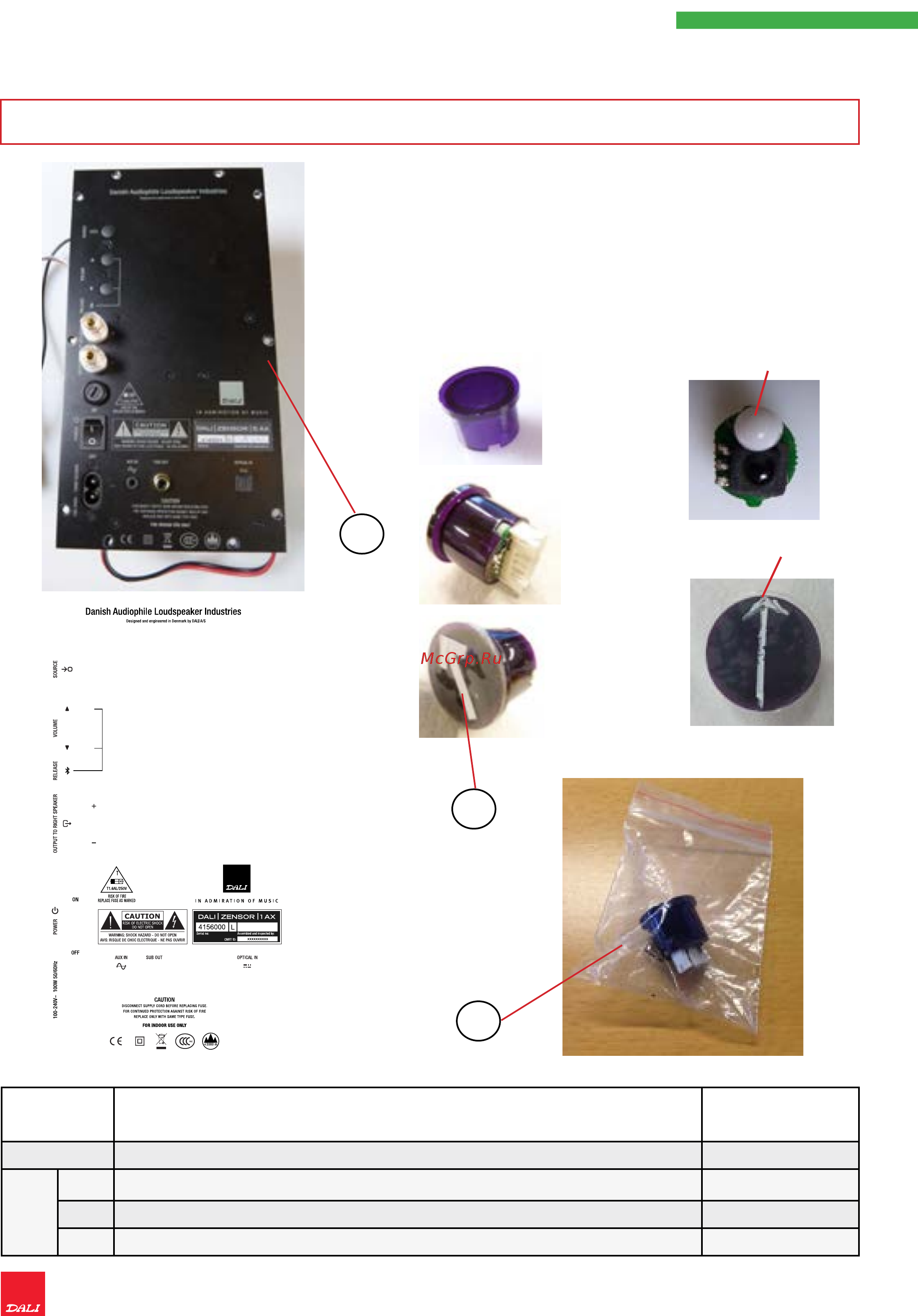 DALI Zensor 5 AX белый [11/19] Identification of spare kit version a