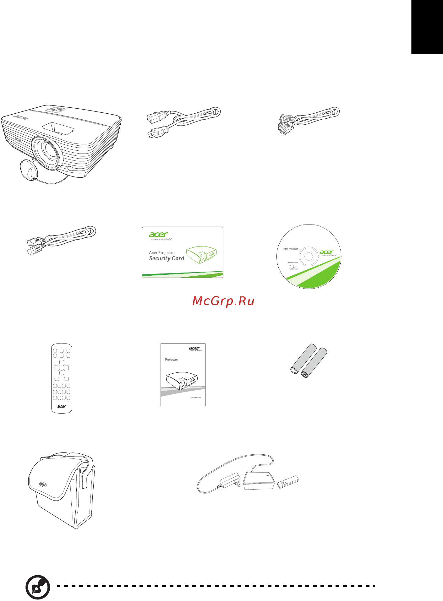 Acer P1150 [13/65] Комплектация