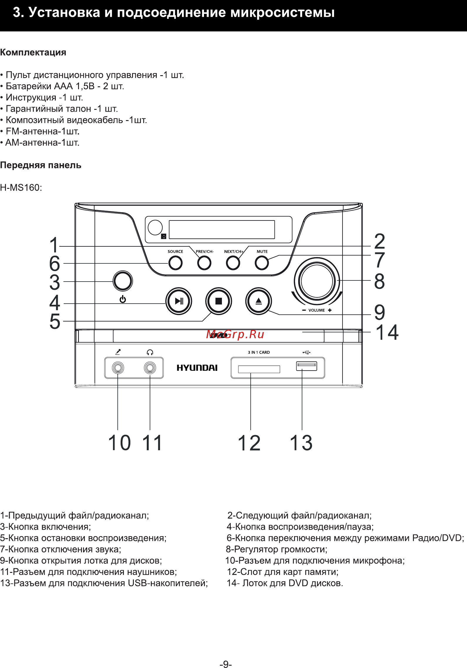 Hyundai H-MS260 [9/29] Установка и подсоединение микросистемы