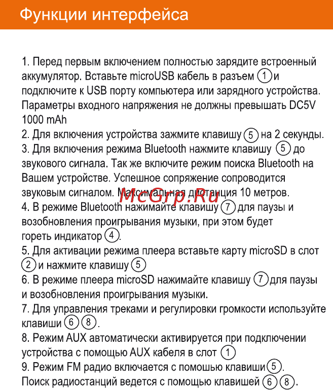 Interstep SBS-110 White-Blue [6/10] Функции интерфейса