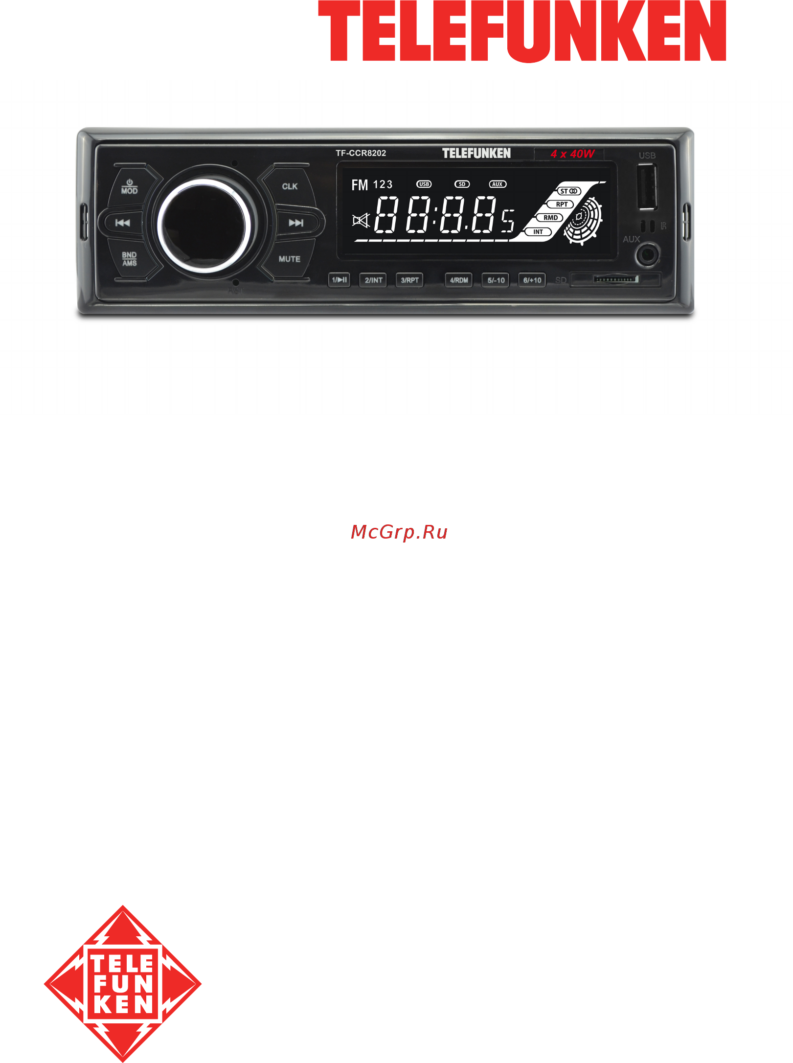 Telefunken TF-CCR8202 Инструкция по эксплуатации онлайн