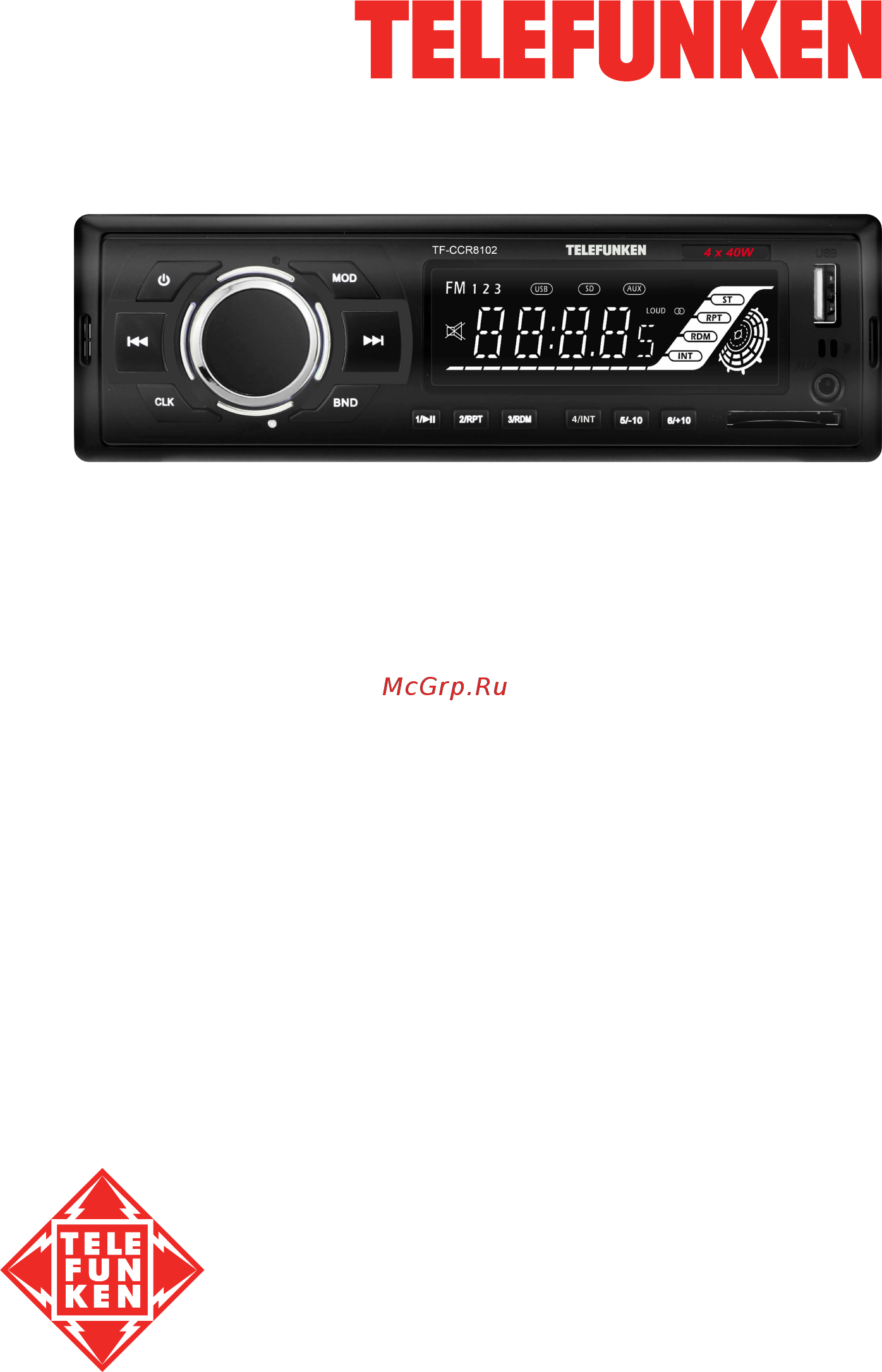 Telefunken TF-CCR8102 Инструкция по эксплуатации онлайн