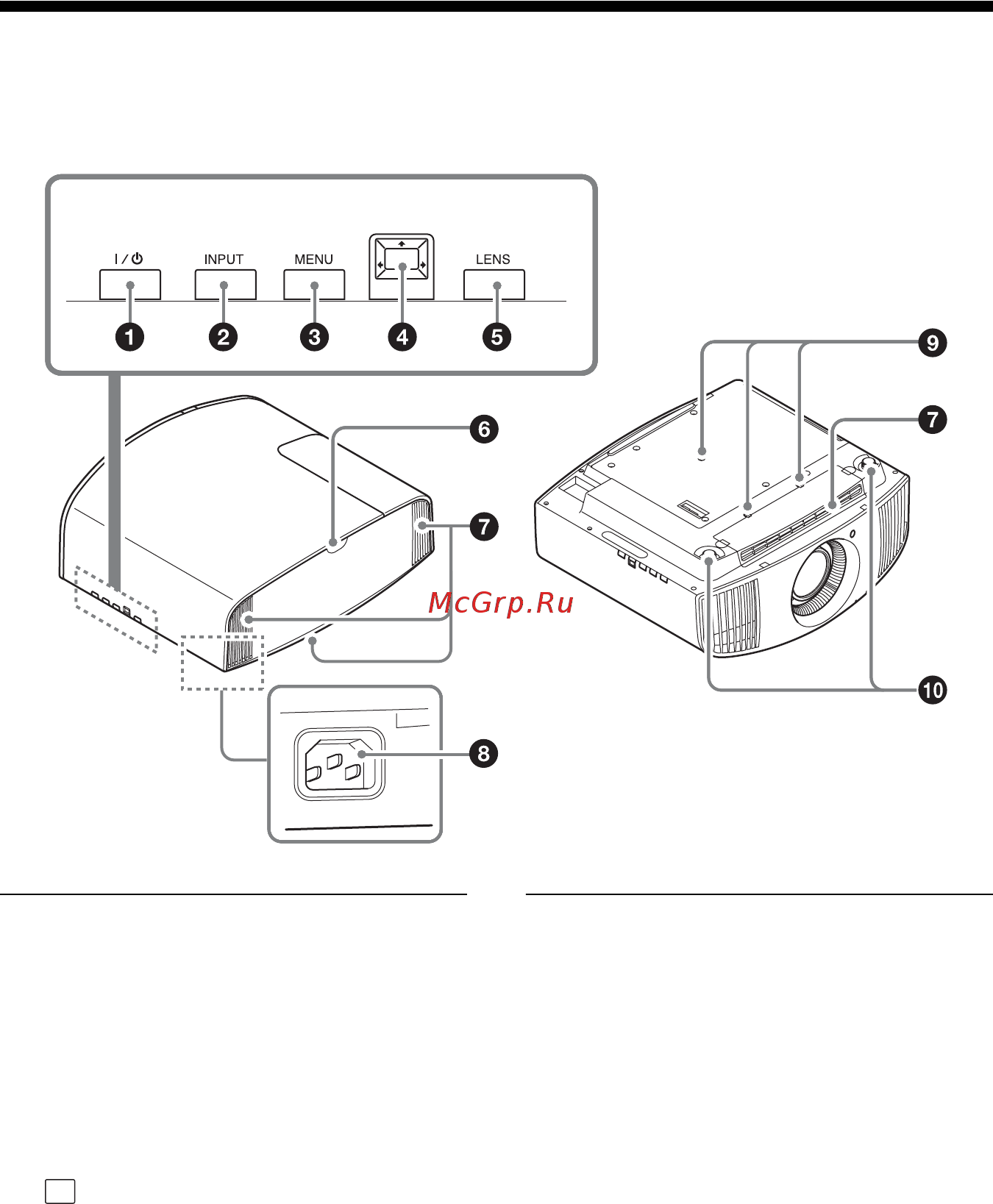 Sony VPL-VW260 Black [5/78] Задняя левая сторона нижняя сторона