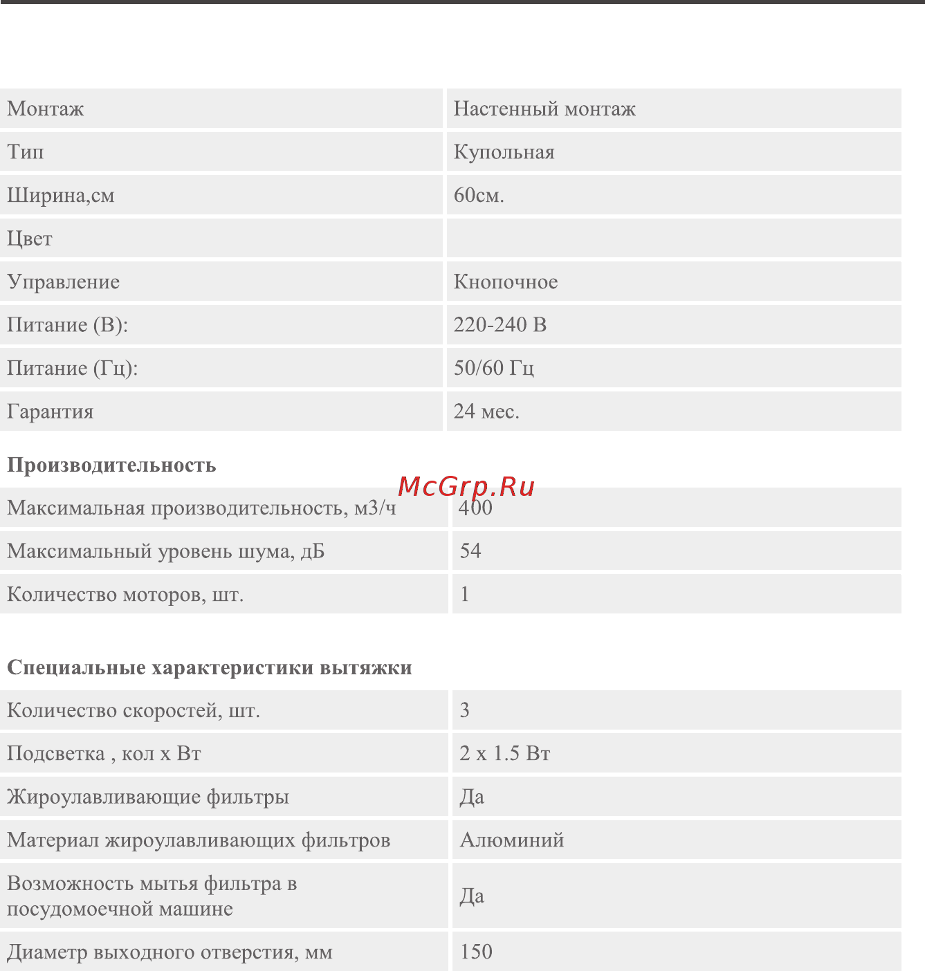 Midea MH60C309X [4/16] Основные характеристики вытяжки