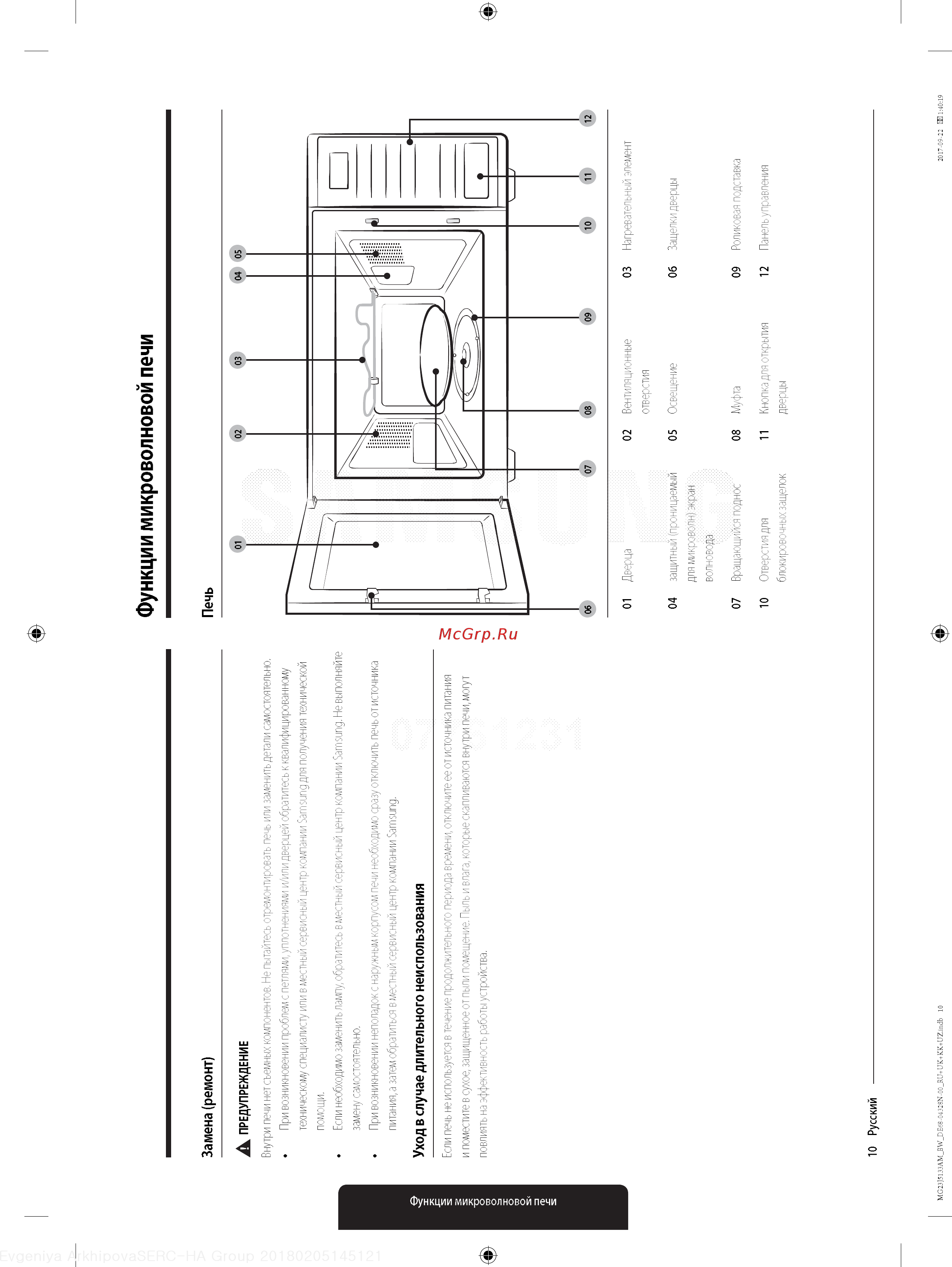 Samsung MG23J5133AM [10/48] Функции микроволновой печи