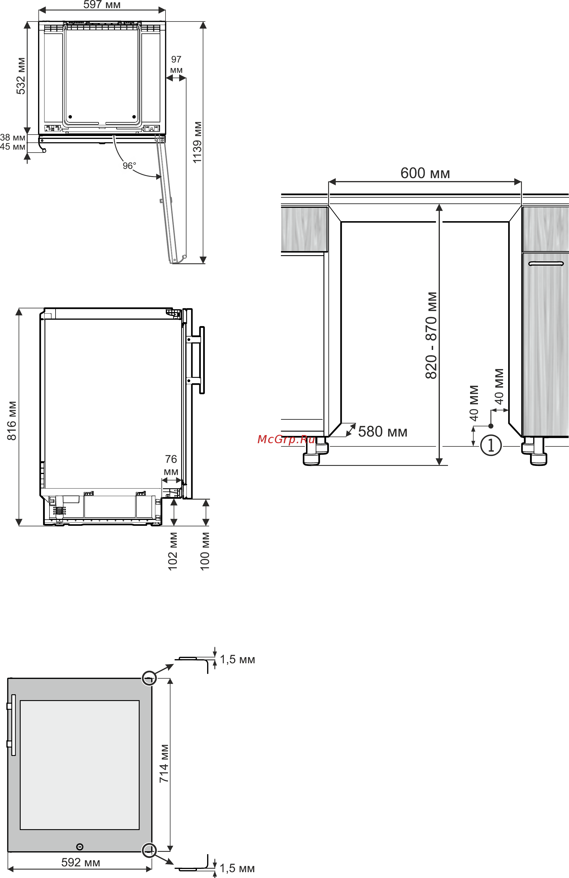 Liebherr UWKes 1752-21 [14/20] Размеры прибора