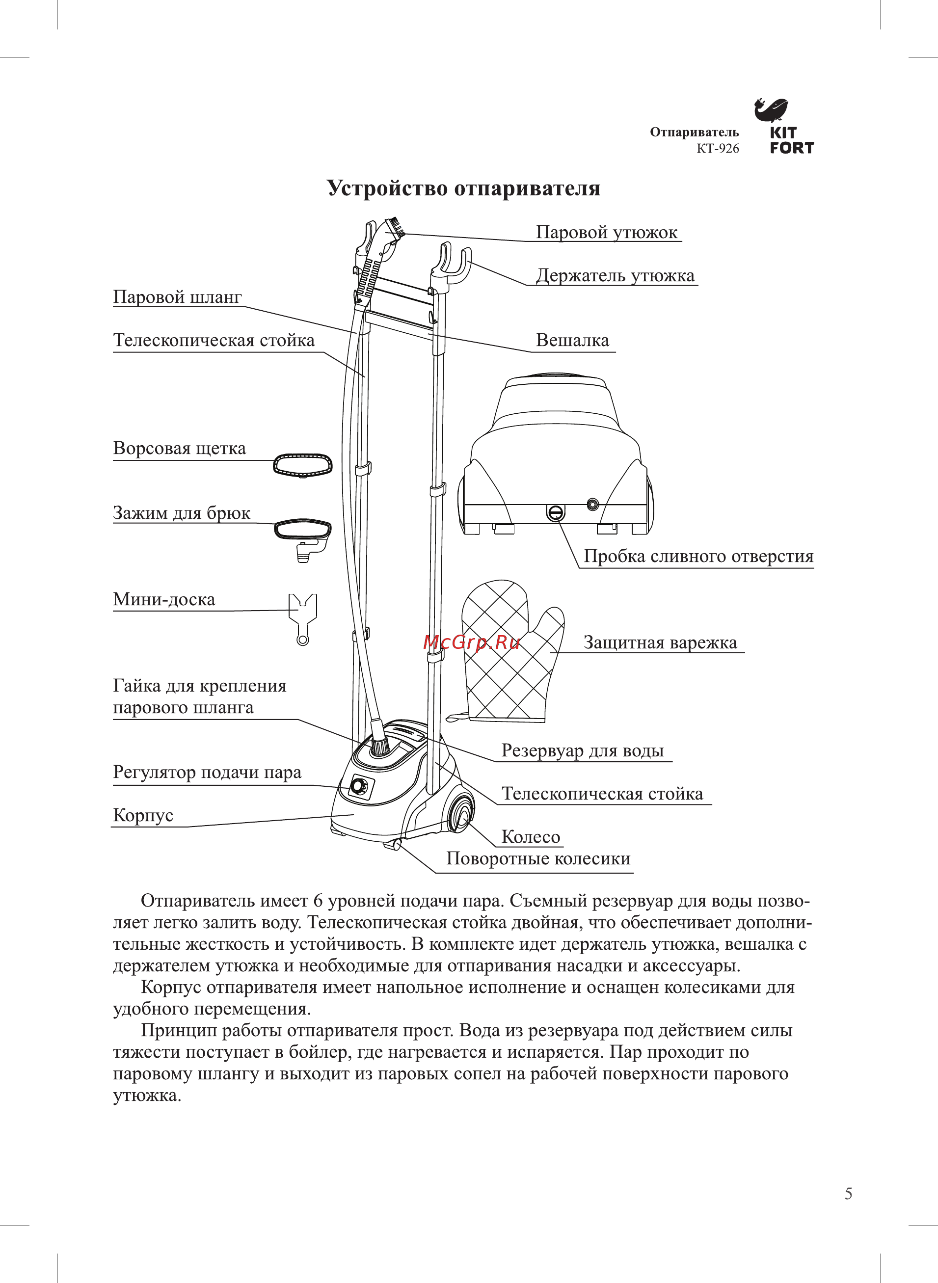 Kitfort КТ-926 [5/16] Устройство отпаривателя