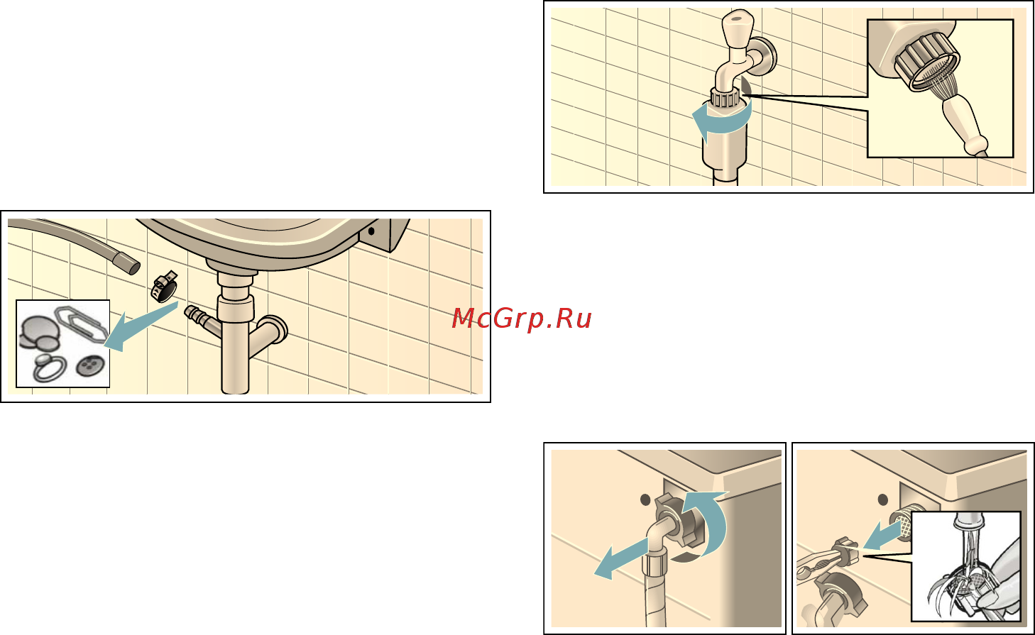 Bosch HomeProfessional WAY32742OE [36/52] Засорение фильтрa в шланге для подачи воды