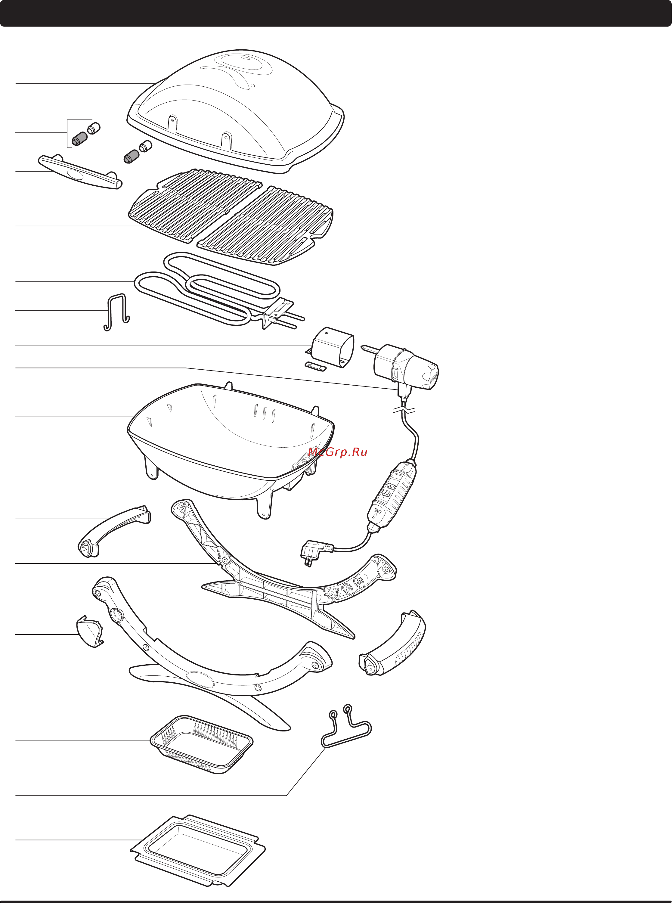 Weber Q 1400, темно-серый (52020079) [4/16] Составные части