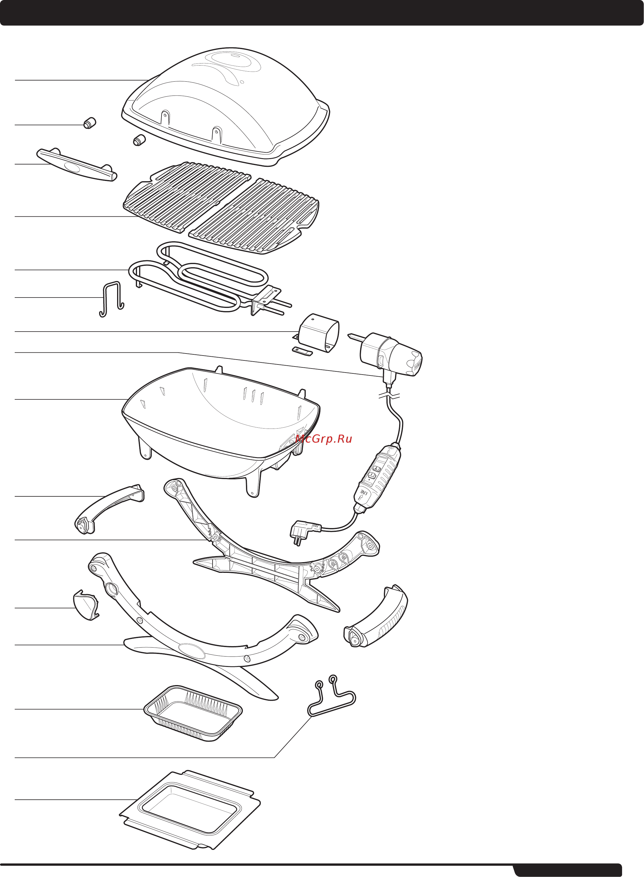 Weber Q 1400, темно-серый (52020079) [5/16] Составные части
