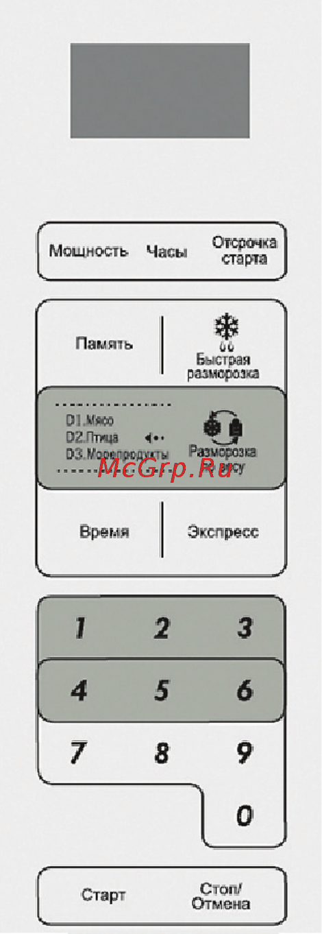 Galanz MOG-2040S [12/22] Панель управления