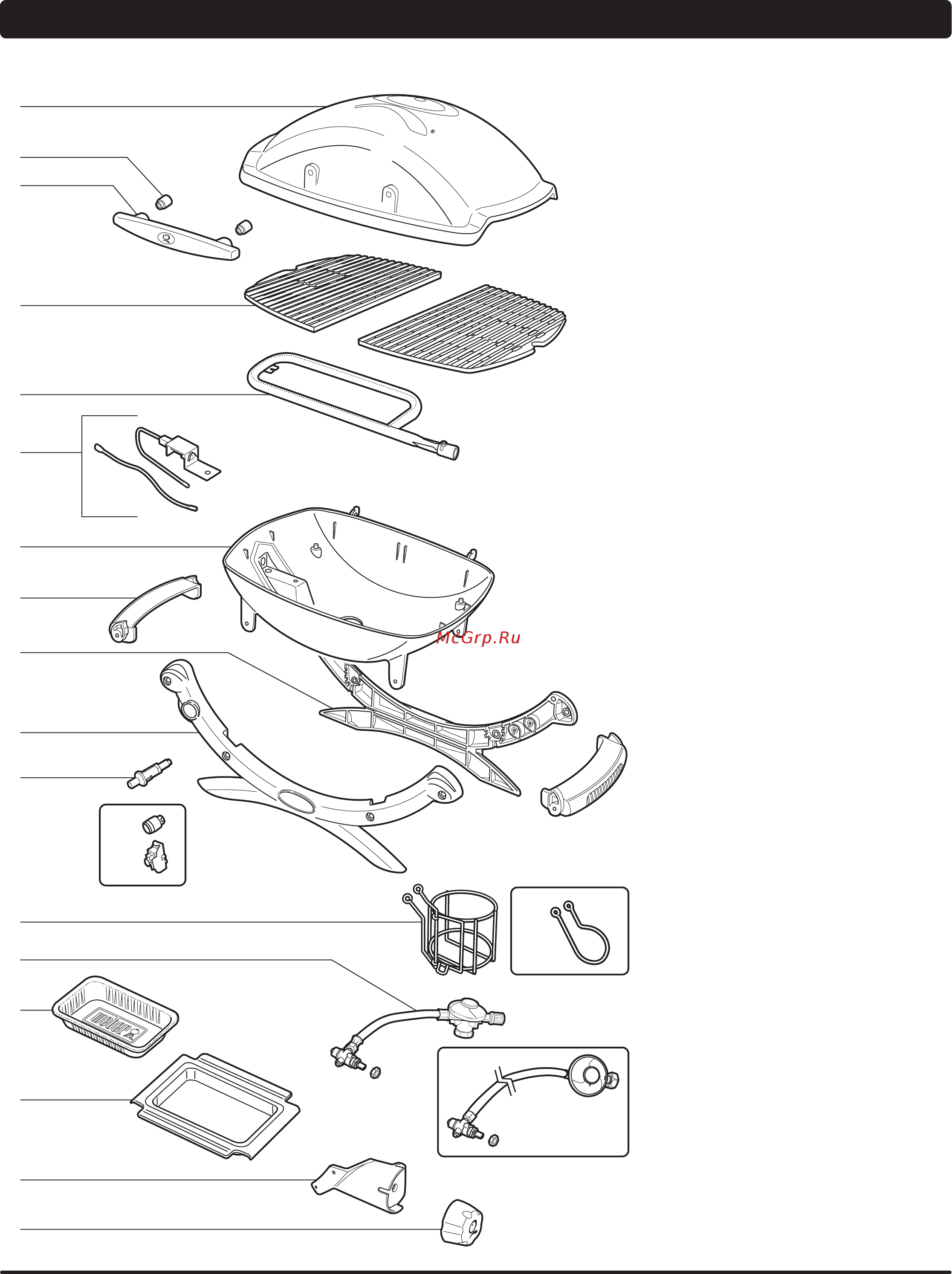 Weber Q 1200, черный (51010075) [6/28] В разобранном виде