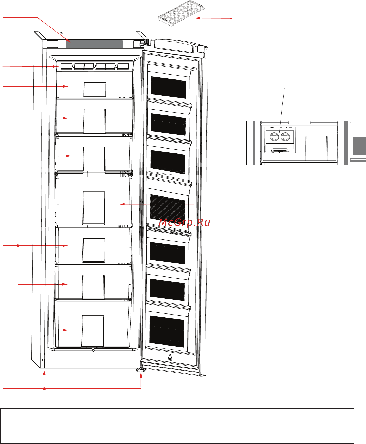 Vestfrost VF395-1SB B [42/44] Компоненты морозильной камеры и ее отделений