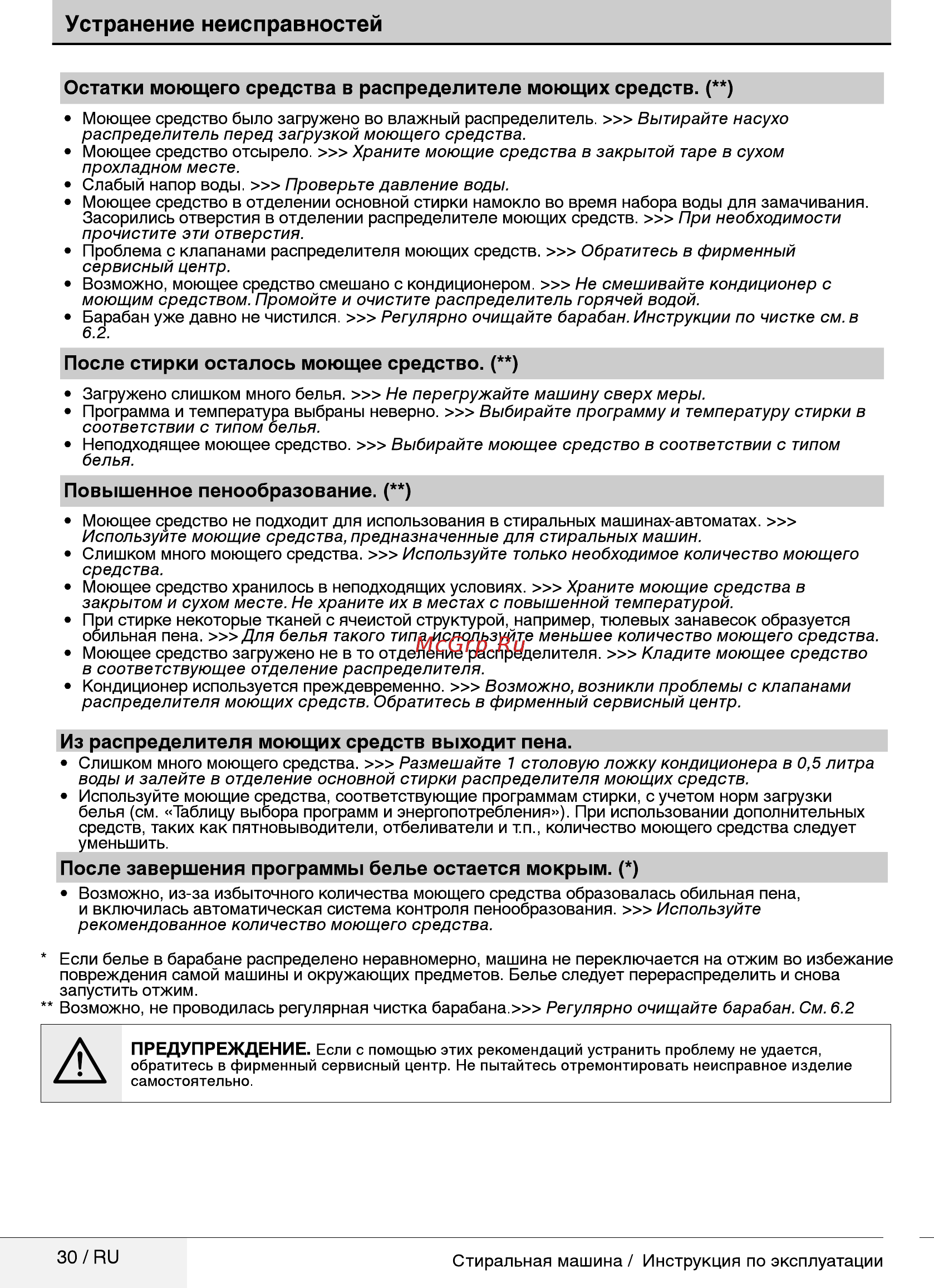 Beko WRS 5512 BWW [30/32] Устранение неисправностей