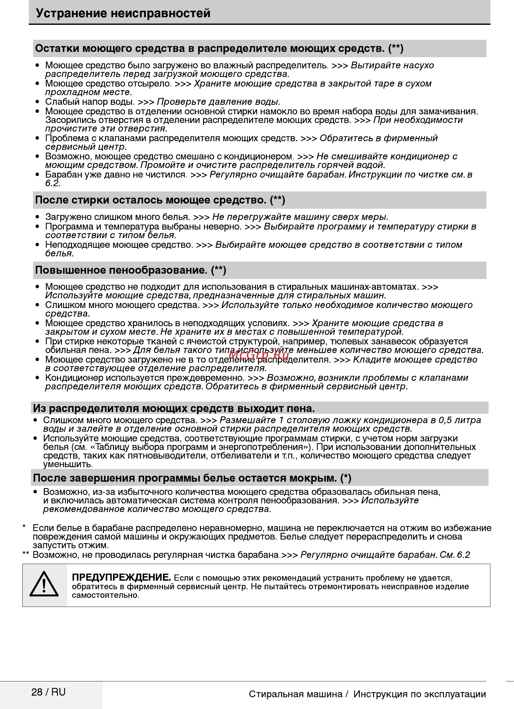 Beko WRE 6511 BWW [28/52] Устранение неисправностей