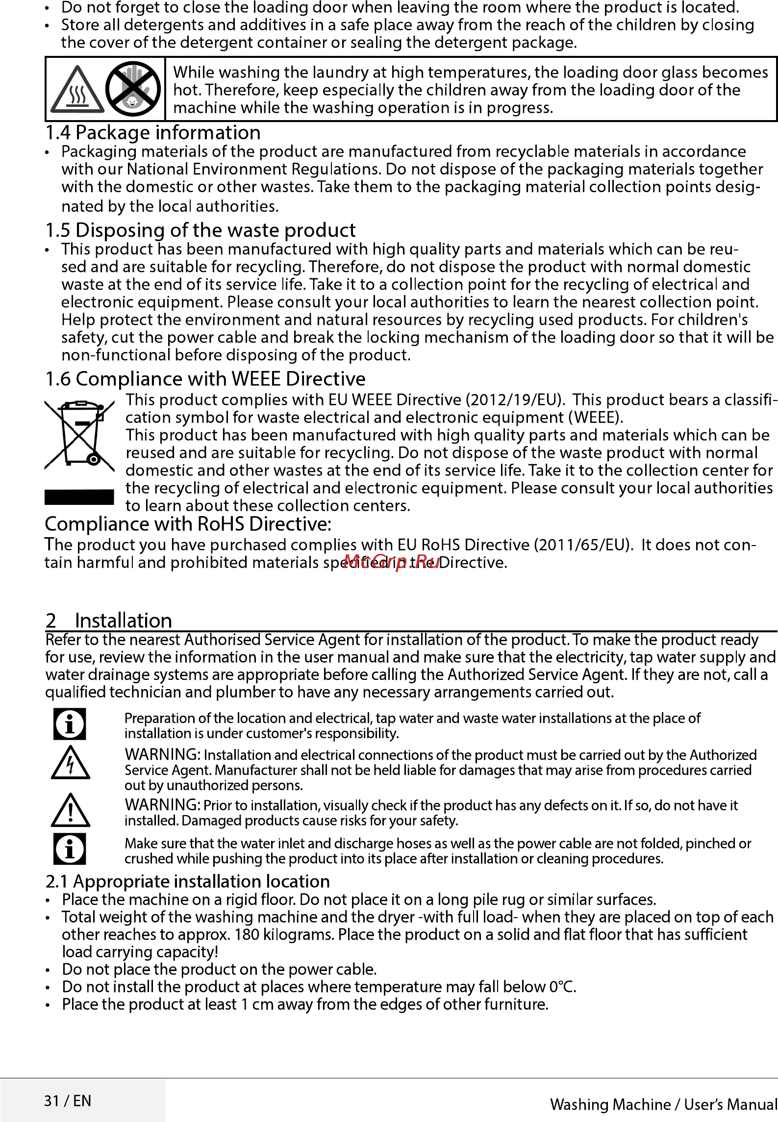 Beko WRE 6511 BWW [31/52] Package information
