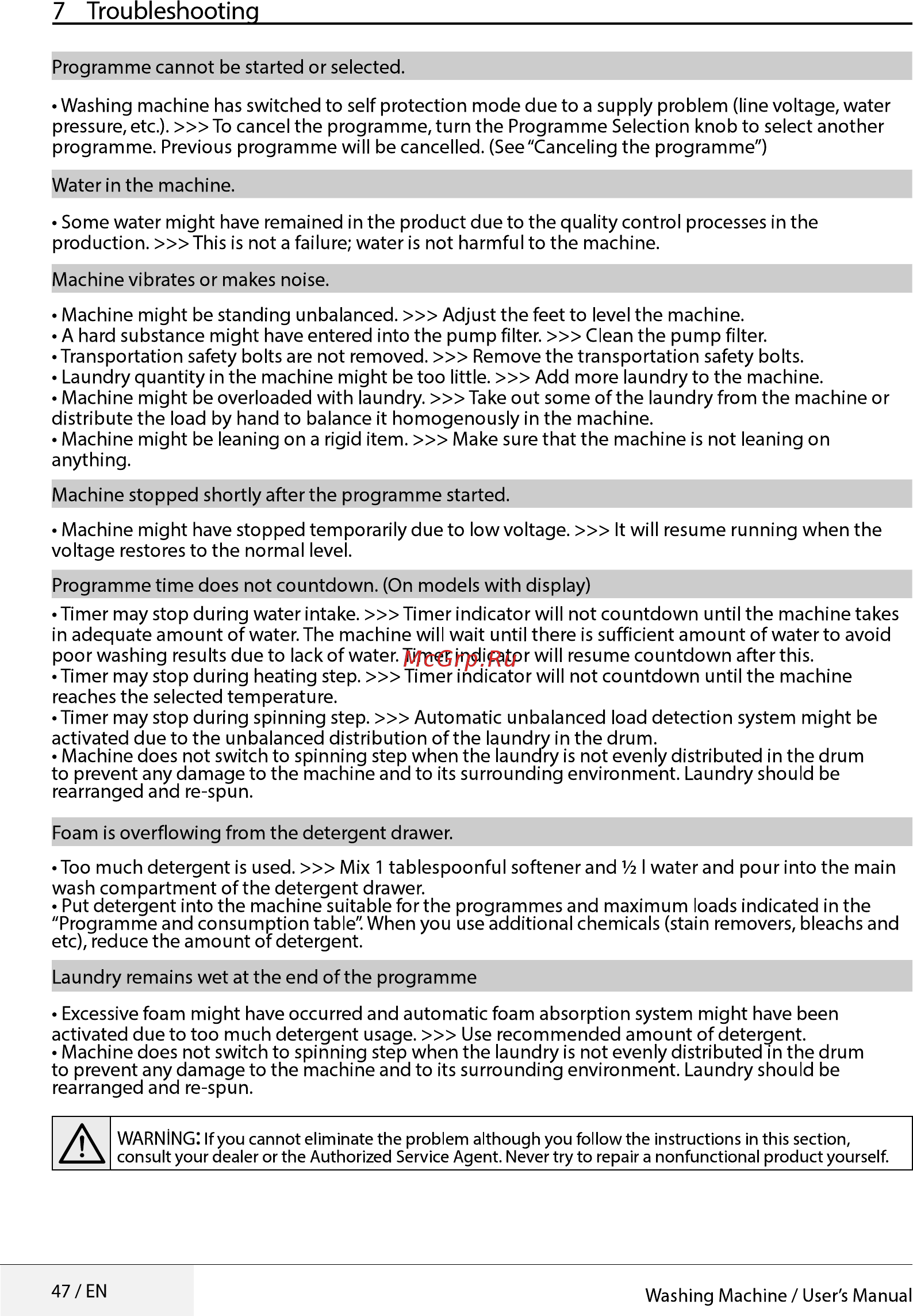 Beko WRE 6511 BWW [47/52] Troubleshooting