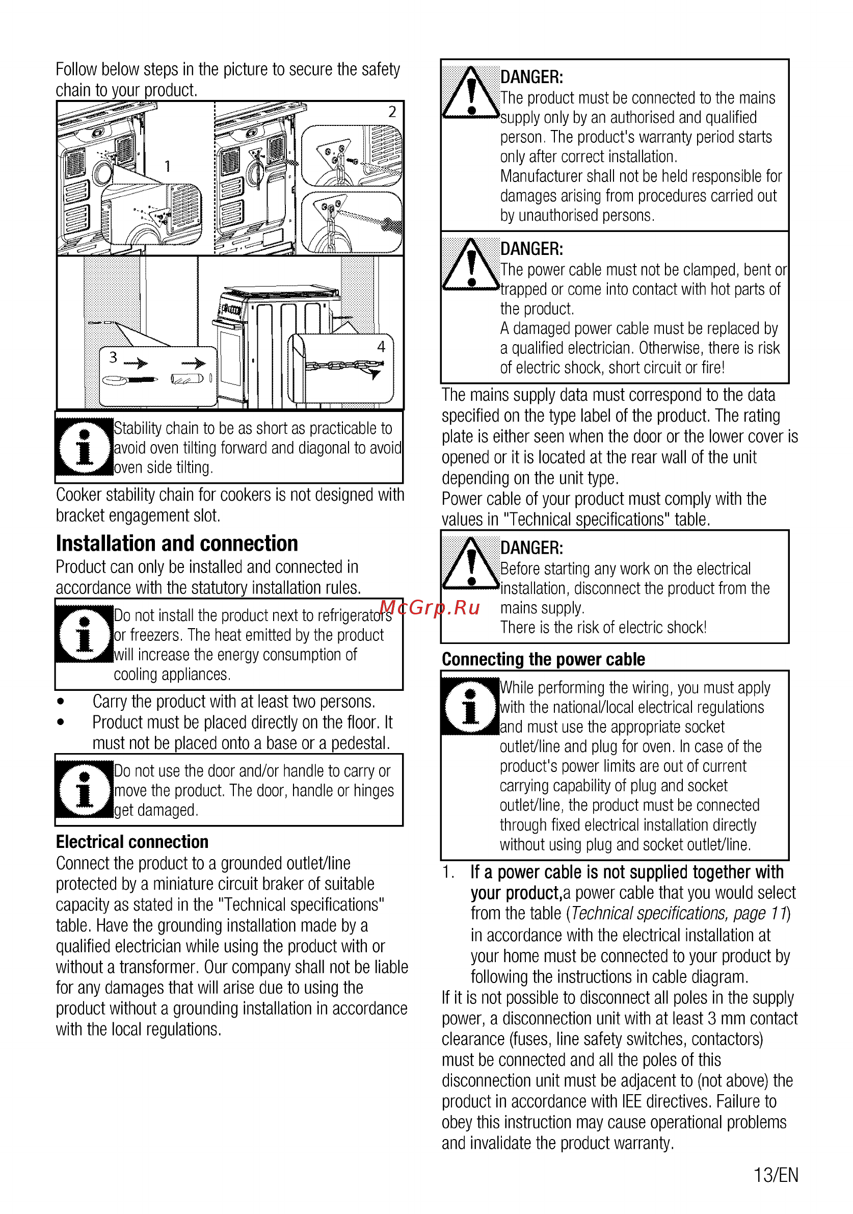 Beko FSE57110GS [13/60] Installation and connection