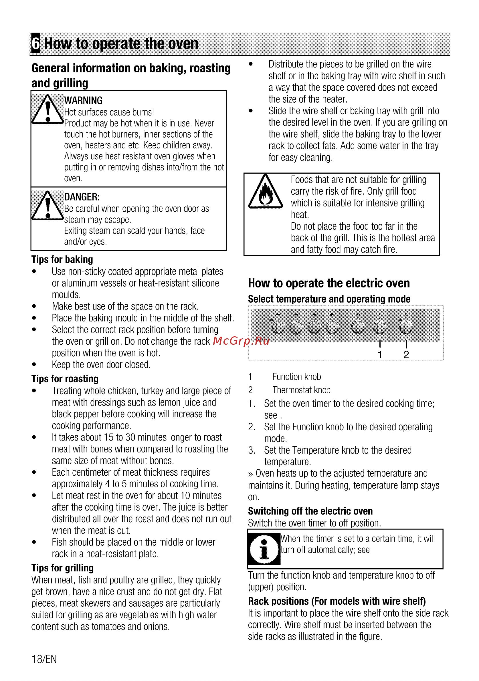 Beko FSE57110GS [18/60] How to operate the oven