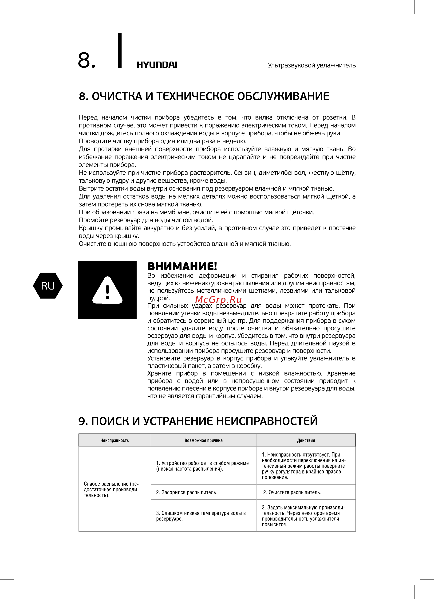 Hyundai H-HU11M-3.0-UI187 [8/24] Поиск и устранение неисправностей