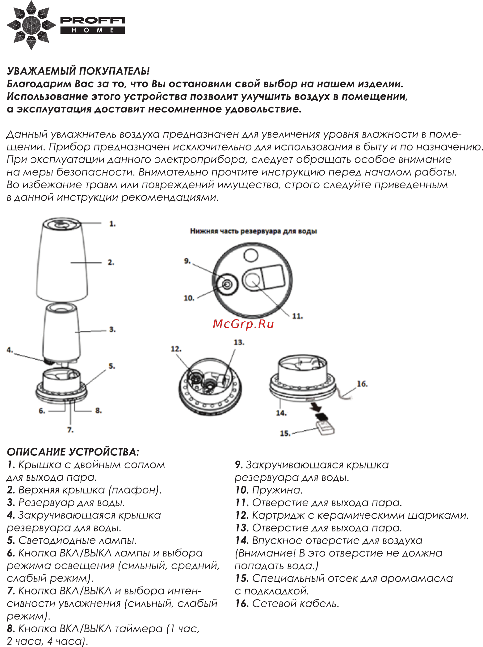 Proffi PH8758 Инструкция по эксплуатации онлайн [2/12] 348707