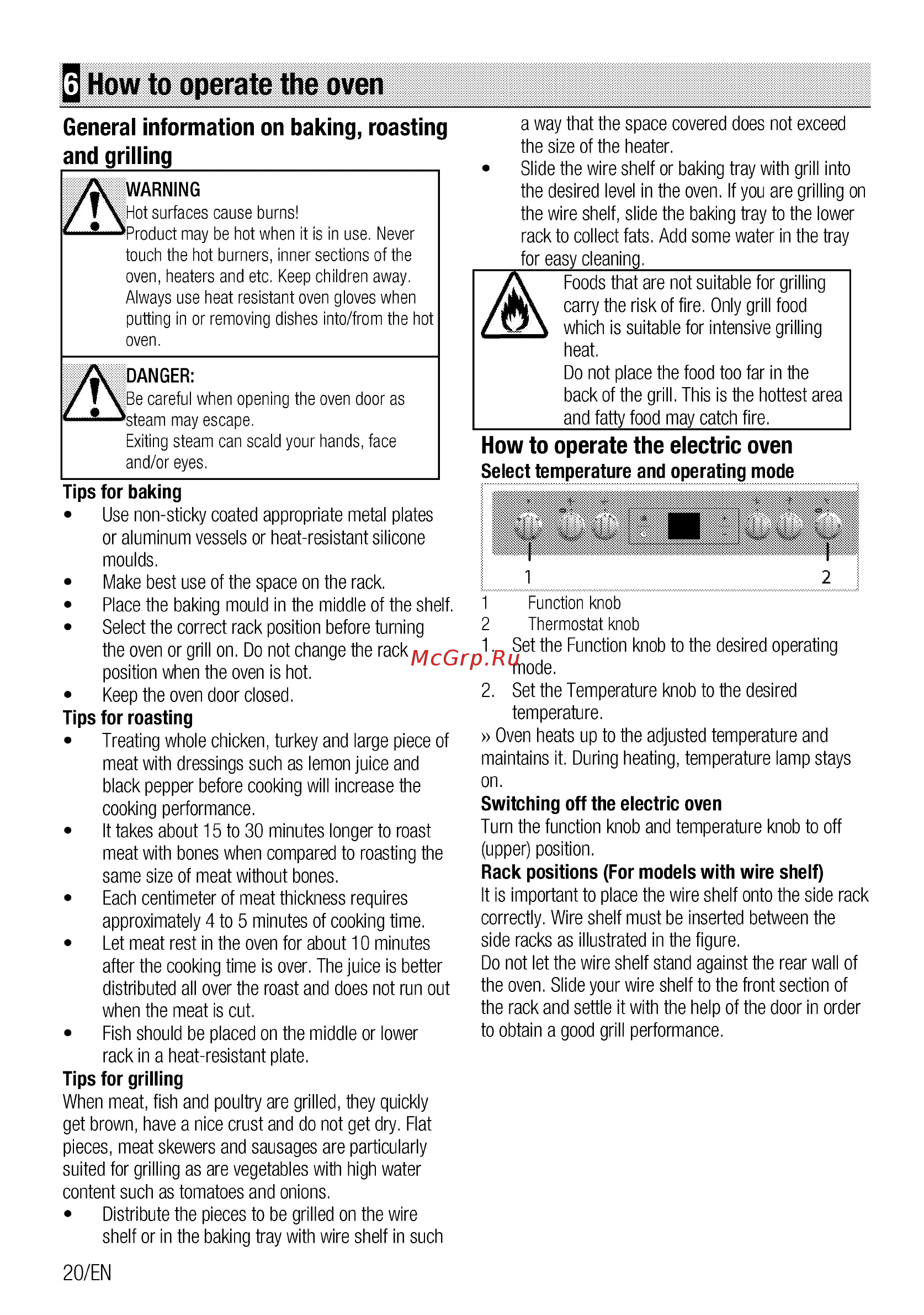 Beko FSE57310GAS [20/100] How to operate the oven