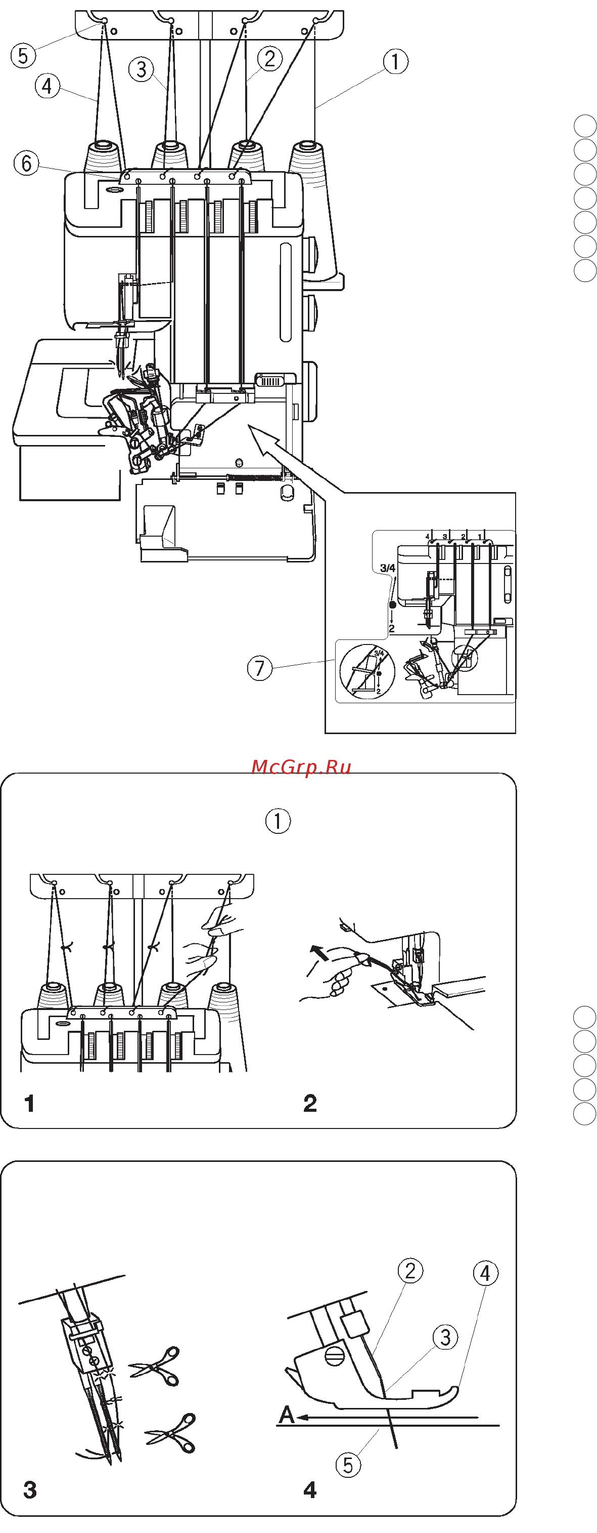Janome Mylock 784  [18/50] Заправка нитей в машину